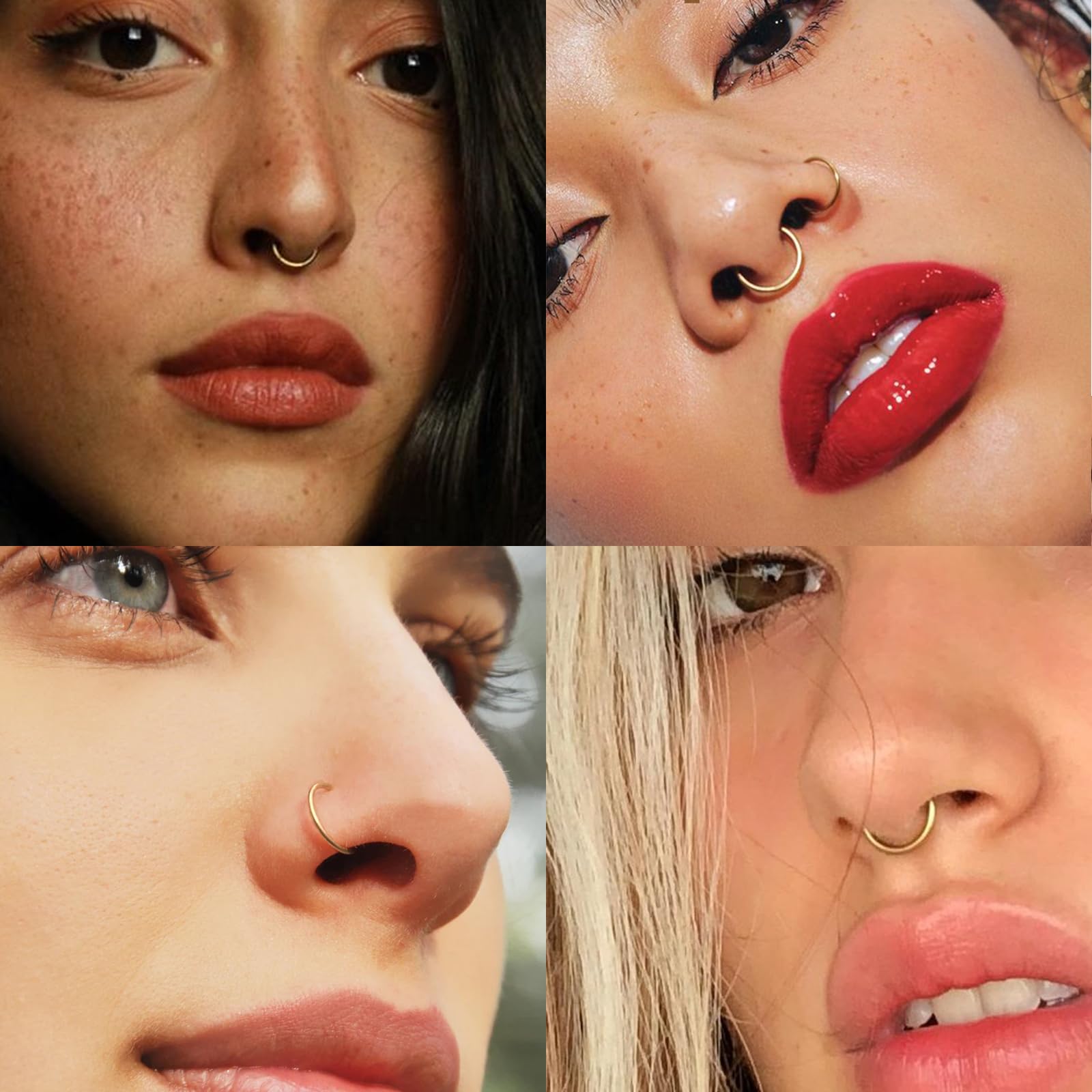 20G 18G 16G Titanium Nose Ring Hoop, Cartilage Hoop Earrings for Women Men Silver Gold Nose Ring Septum Ring Tragus Conch Helix Daith Lip Piercing Jewelry 6mm/7mm/8mm/9mm/10mm — view 7