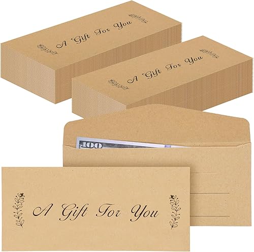 200 sobres de papel kraft para efectivo de 2.9 x 6.5 pulgadas, sobres de dinero pequeños para regalos en efectivo, sobres de dinero para tarjetas de