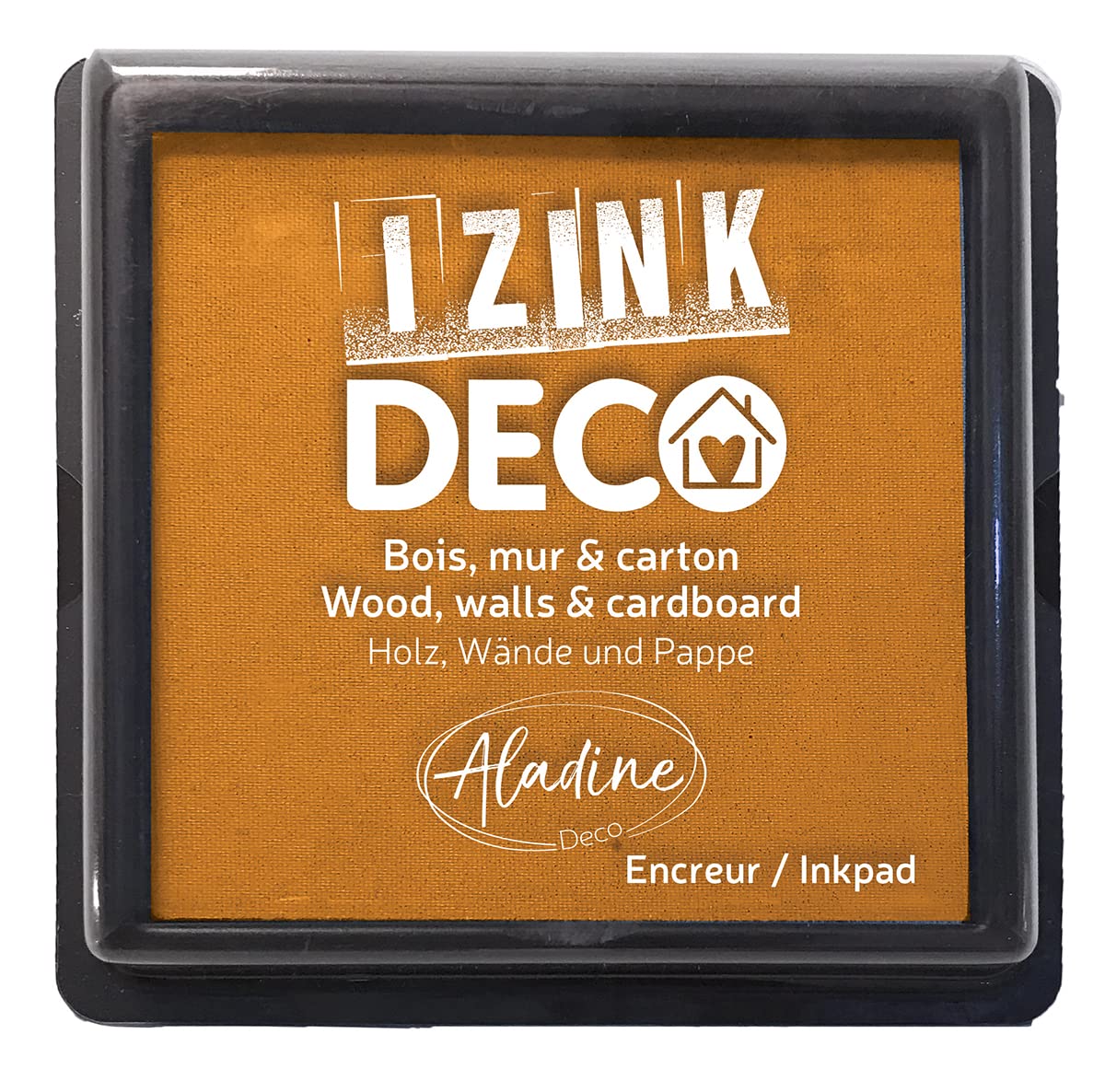 Aladine - Izink Déco - Ink pad XL Size 10 x 10 cm - Highly Opaque pigments, Quick Drying - High Quality Foam - Ideal for Creative Prints on Walls, Wood and Cardboard - Mustard