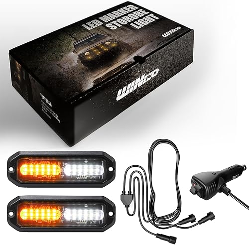 Miniatura 2 de Función de sincronización de color blanco ámbar, ultra delgada, 12 LED, luces estroboscópicas intermitentes para camión, coche, vehículo, LED, mini
