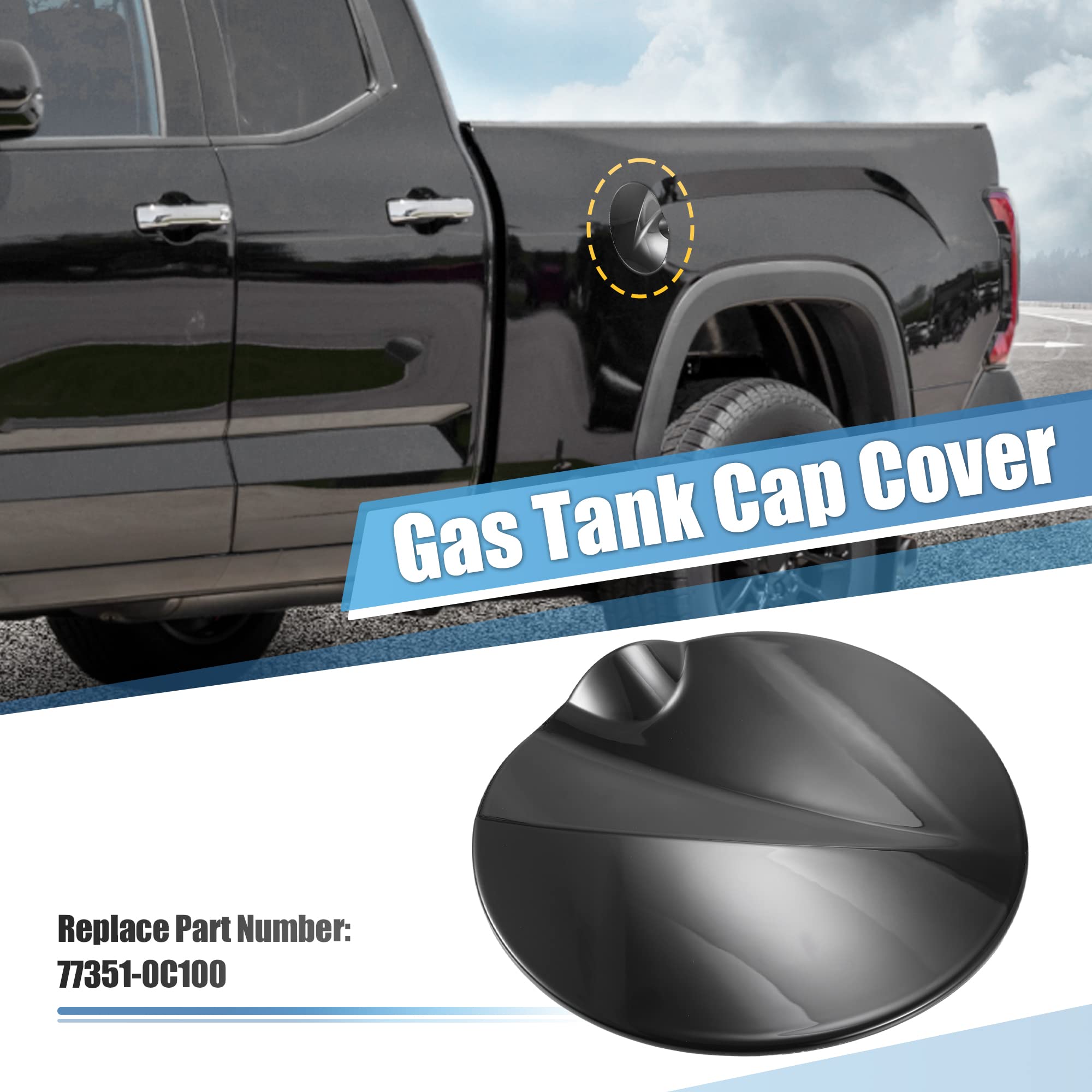X AUTOHAUX Fuel Tank Filler Cap Gas Door Filler Access Cover for Toyota Tundra 2022 2023 Fuel Tank Cover Gas Door Trim Black