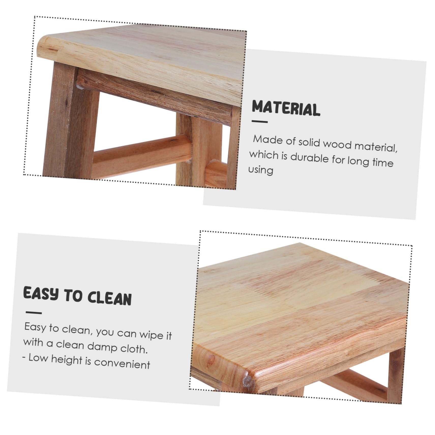 WHAMVOX Boy Girl's Stool Small Square Stool Solid Wood Multi-Purpose Easy to Carry