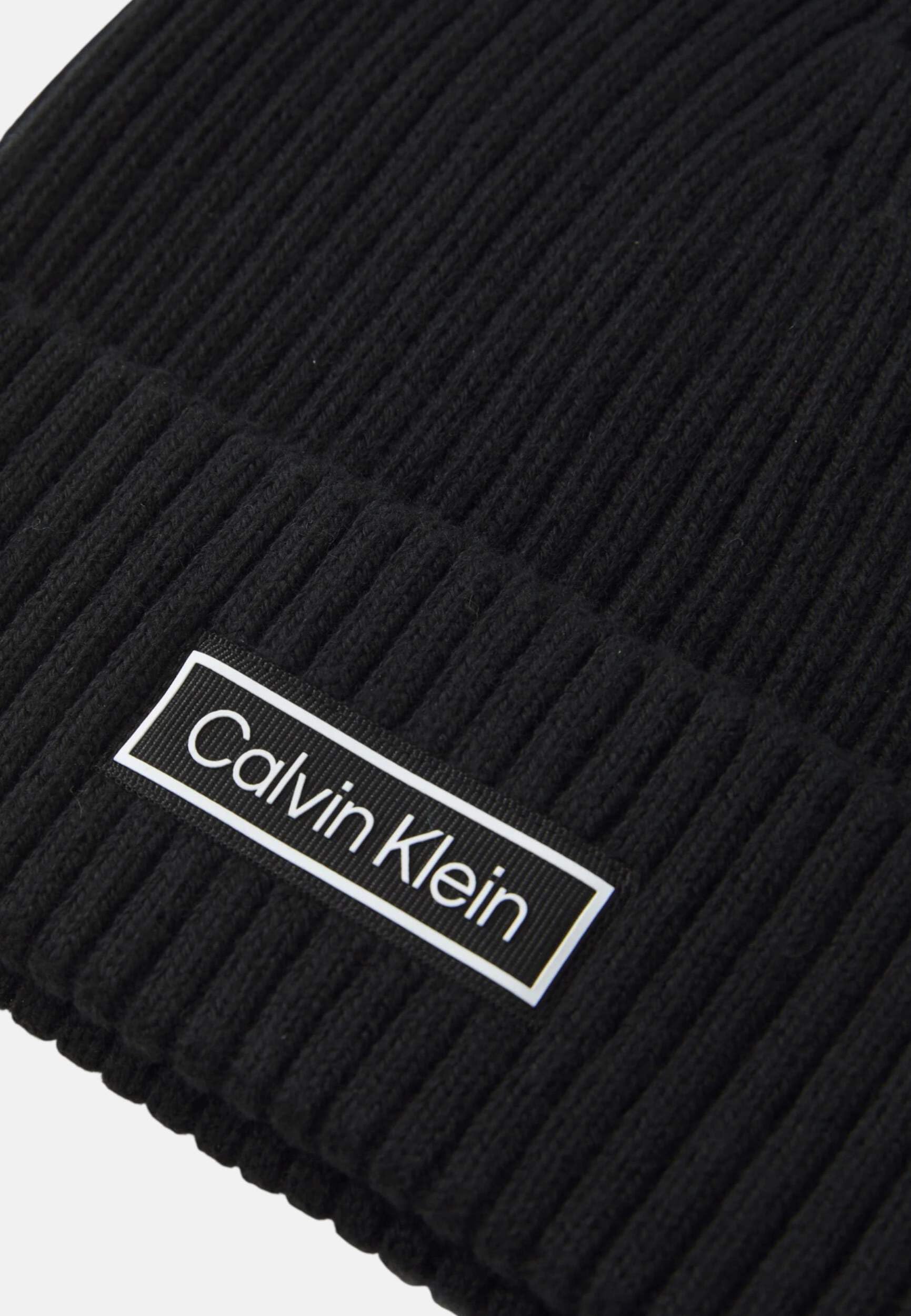 Calvin Klein Męska naszywka, gruba bawełniana czapka beanie LV04D8053G, czarna (czarna), jeden rozmiar, czarny (czarny), Rozmiar uniwersalny