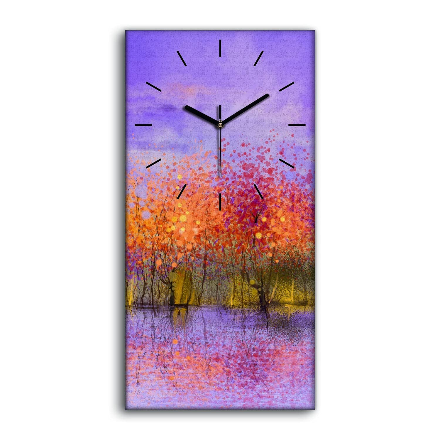 Horloge sur Toile 30x60cm Abstrait Arbres Ciel Décoration Salon
