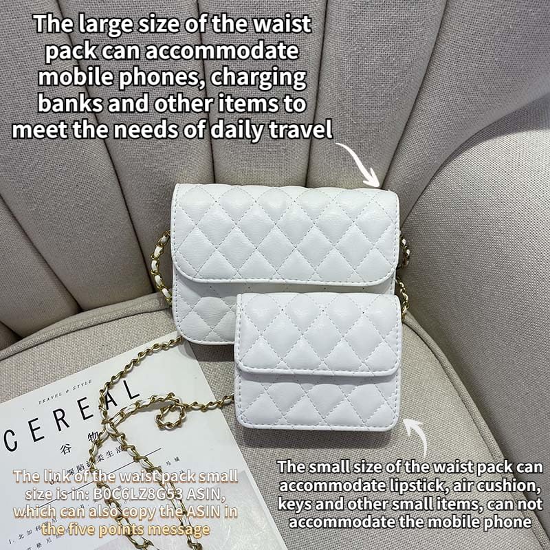 Mini Belt Bag Waist Bag for Women Fashionable Small Waist Bag Belt Bags for Women Trendy Y2k Accessories (White,Large) - Image 3