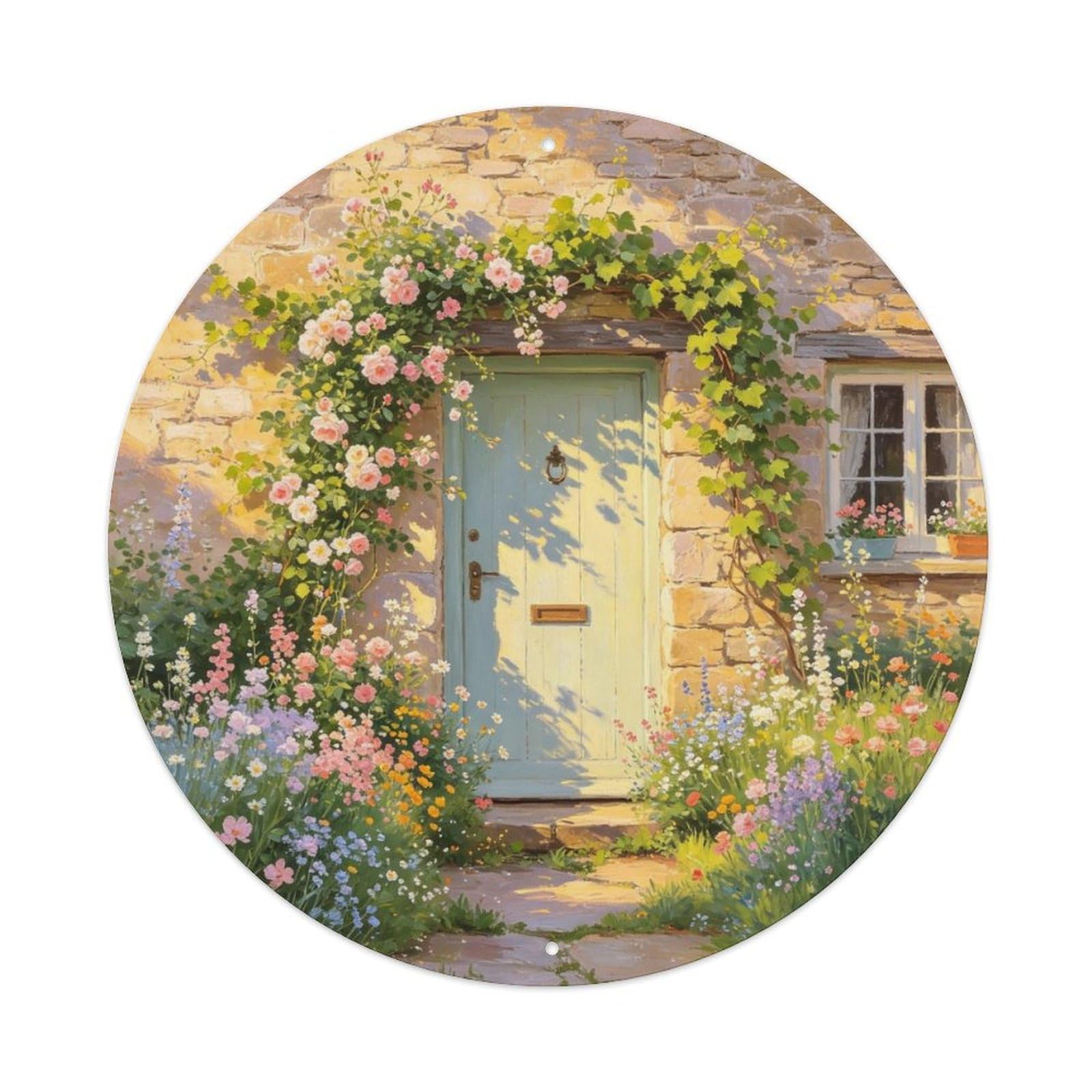 Cottage Wildflower Door Metal Tin Sign Plaque