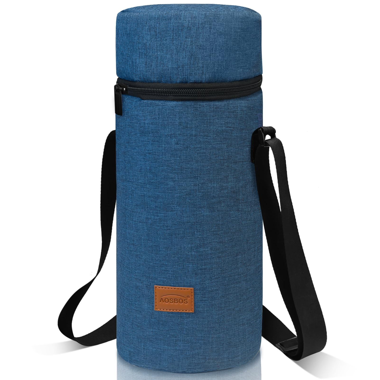 AOSBOS Grand Sac Isotherme pour 1,5L Bouteille de Vin Champagne Porte-Bouteille d’Eau 1,5 litres avec Bandoulière Réglable, Bleu