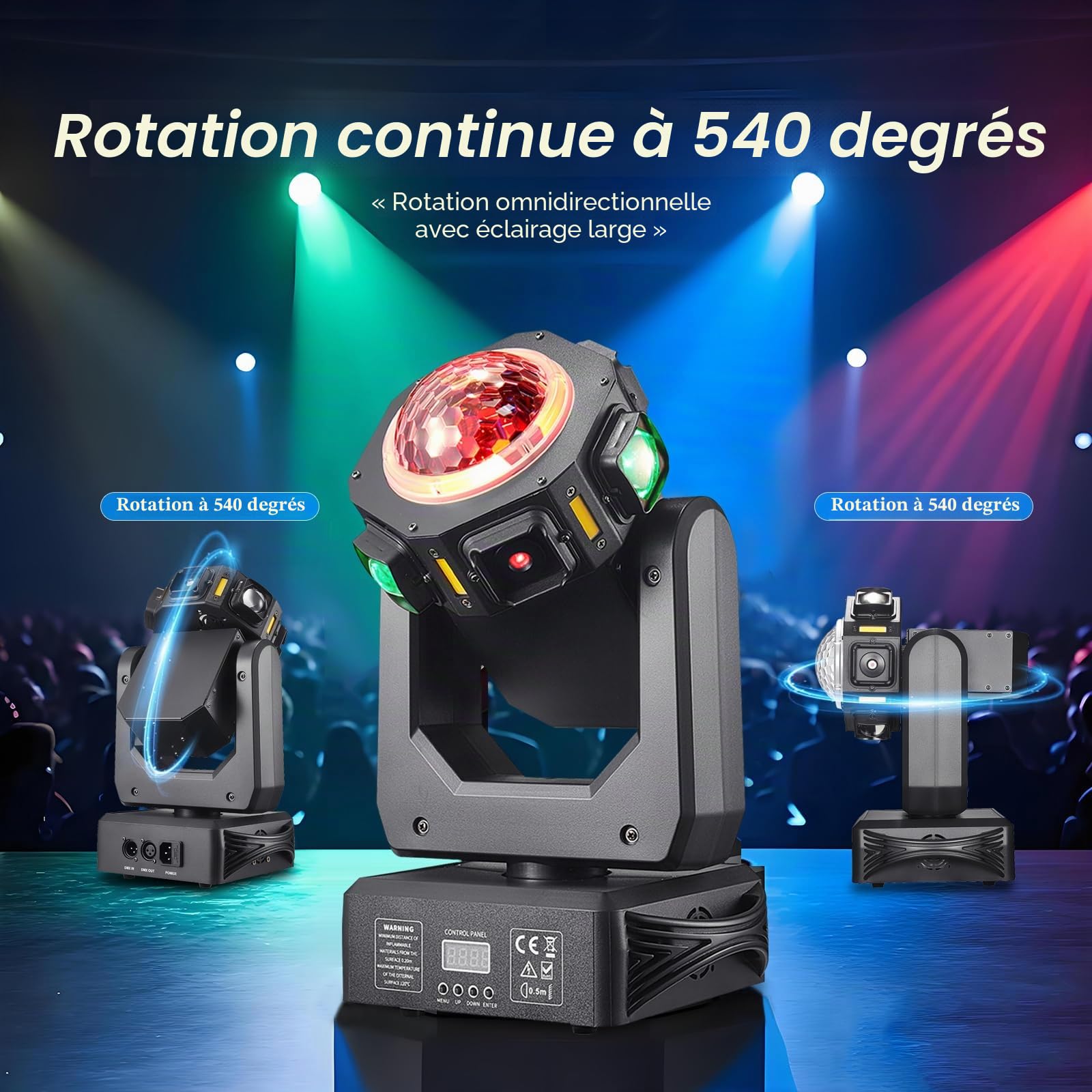 Disco Light Party Light, tête en mouvement - ZS101, LED RGB DJ Projecteur Musique Contrôlé DJ Disco Lumières, Effet DMX Spot, pour la réunion de famille, KTV, mariage, anniversaire, Halloween