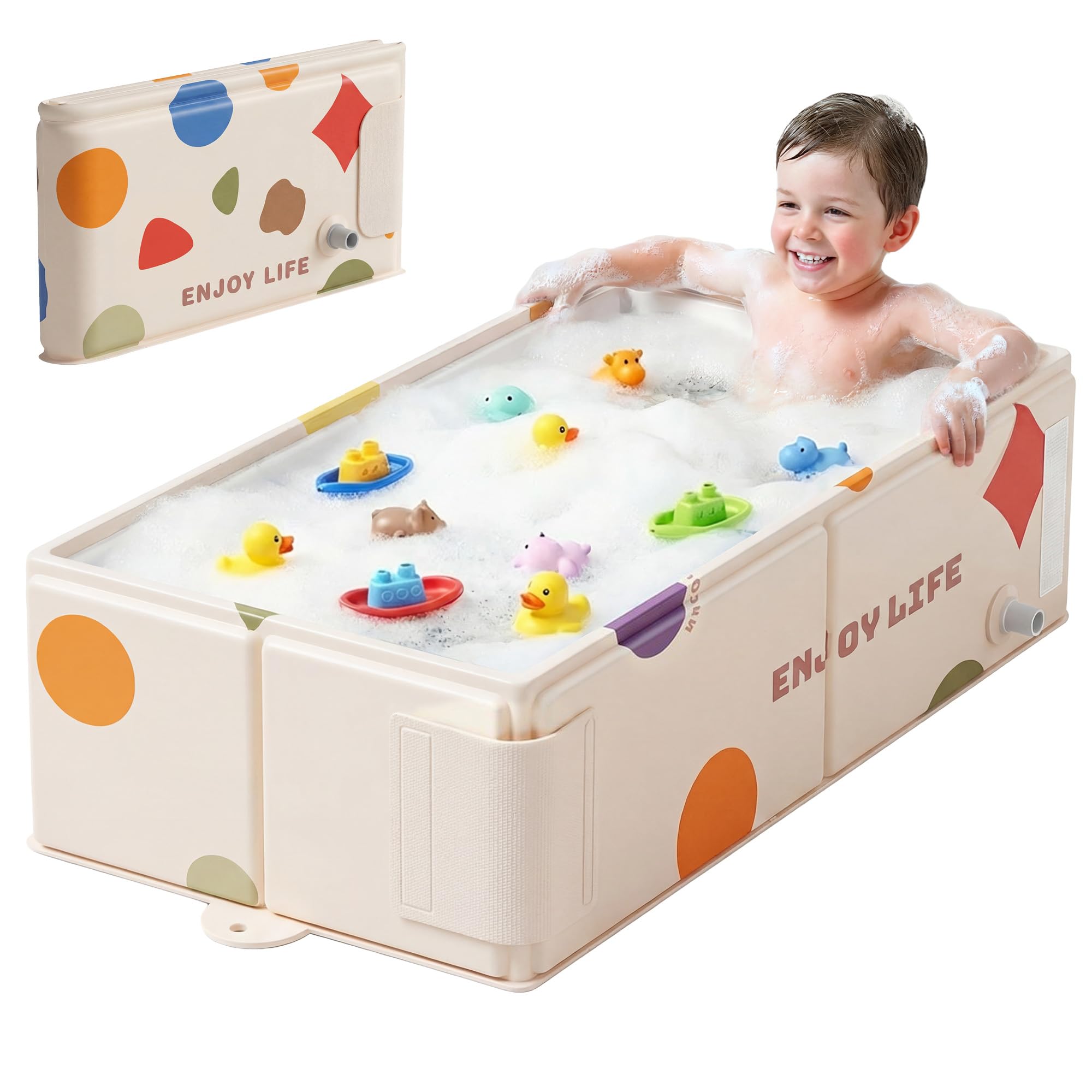 Collapsible Baby Bathtub for Newborn to Toddler Foldable Toddler Bathtub with Drain Plug Non-Slip Portable Infant Bath Tub