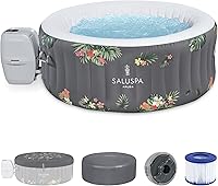 Bestway SaluSpa Aruba AirJet Inflatable Hot Tub for 2-3 People - 110 Jets, EnergySense Cover, Portable Outdoor Spa, Grey