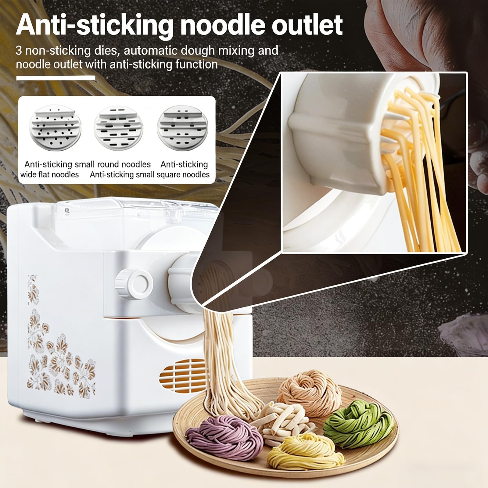 Máquina para hacer pasta con 9 moldes, máquina para amasar/hacer fideos
