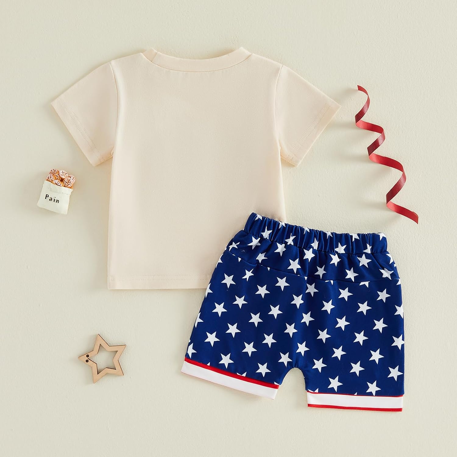 Baby Boy 4th of July Outfit Short Sleeve Letter Print T-Shirt + American Flag Shorts Set Fourth of July USA Clothes