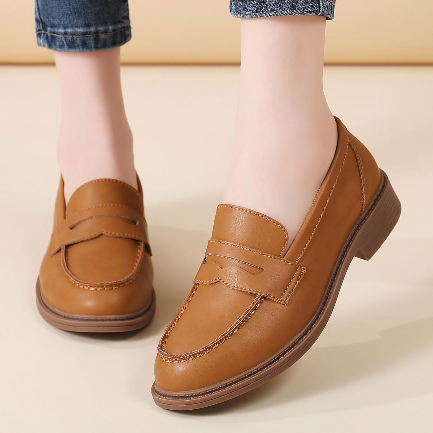 Penny Loafers for Women Non Slip Work Shoes for Women's Loafers & Slip-Ons Ladies Business Casual Shoes Driving Flats - Image 2