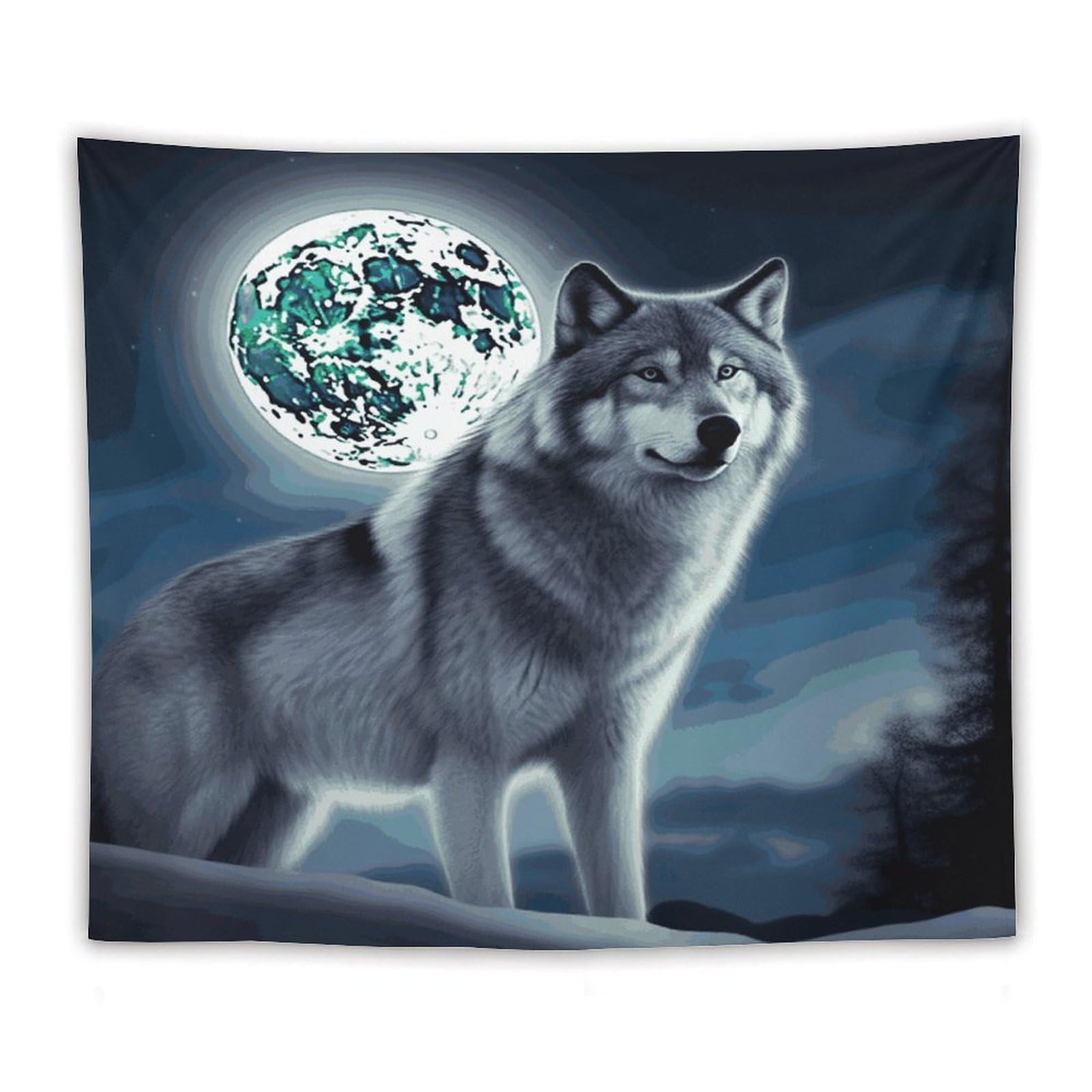 LDGSUPH Wolf Under Moon Tapestry Wall Hanging Decor Anti-fading Aesthetic Wall Tapestries Fashion Wall Blanket Decor Modern Wall Art Tapestry for Bedroom Home Decor 50"x60"