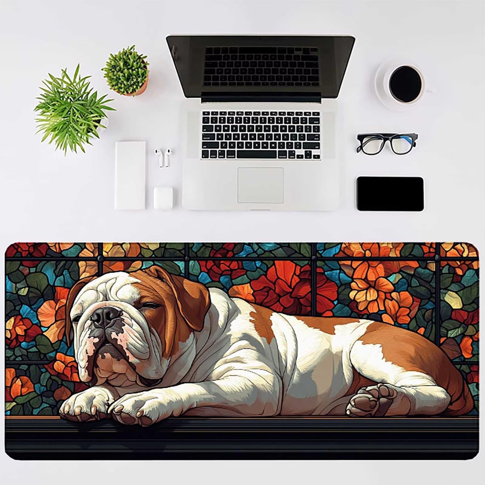 Żółta podkładka pod mysz XXL 1200 x 600 mm, wodoodporna podkładka pod mysz wzór psa szyte krawędzie design akcesoria biurowe antypoślizgowa gumowa podstawa powierzchnia dla graczy, biurko -hjw25063D