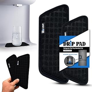 Refrigerator Drip Catcher for Water Tray, Protects Ice and Water Dispenser Pan From Spills, Mineral Build-Up and Water Splatter (2 pack, Black) (Rectangular)