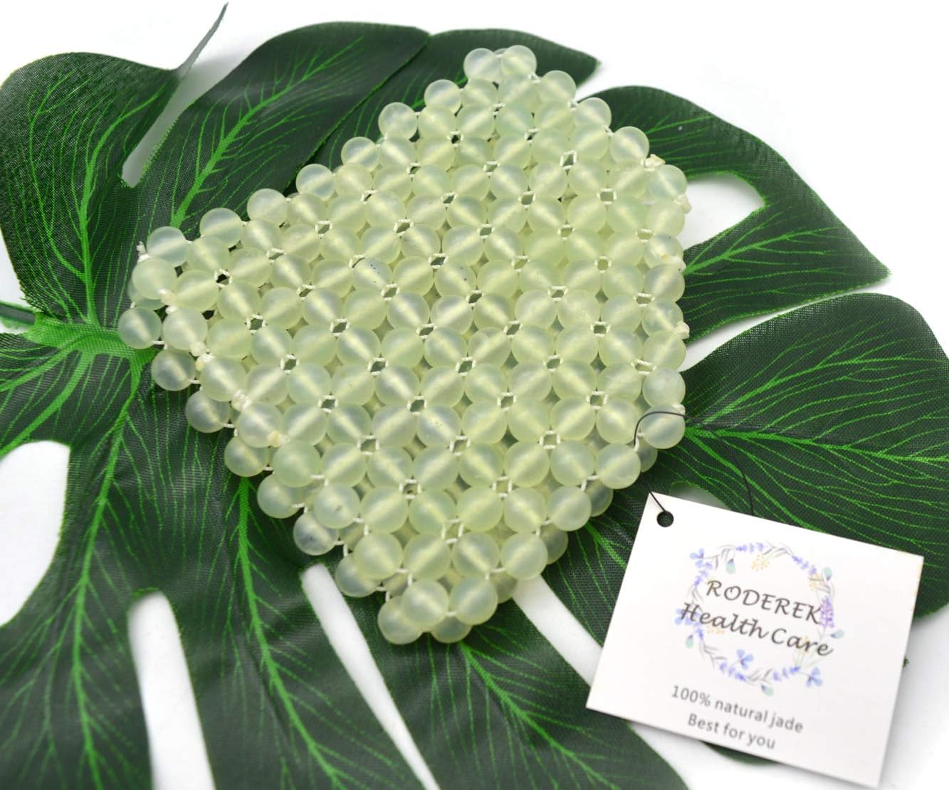 RODEREK Round Bead Jade Eye Mask, 100% Natural Jade Mask for Eye, Eye Mask for Hot&Cold Compress Therapy - Relieves Eye Fatigue and Protects Eyes to Help Sleep