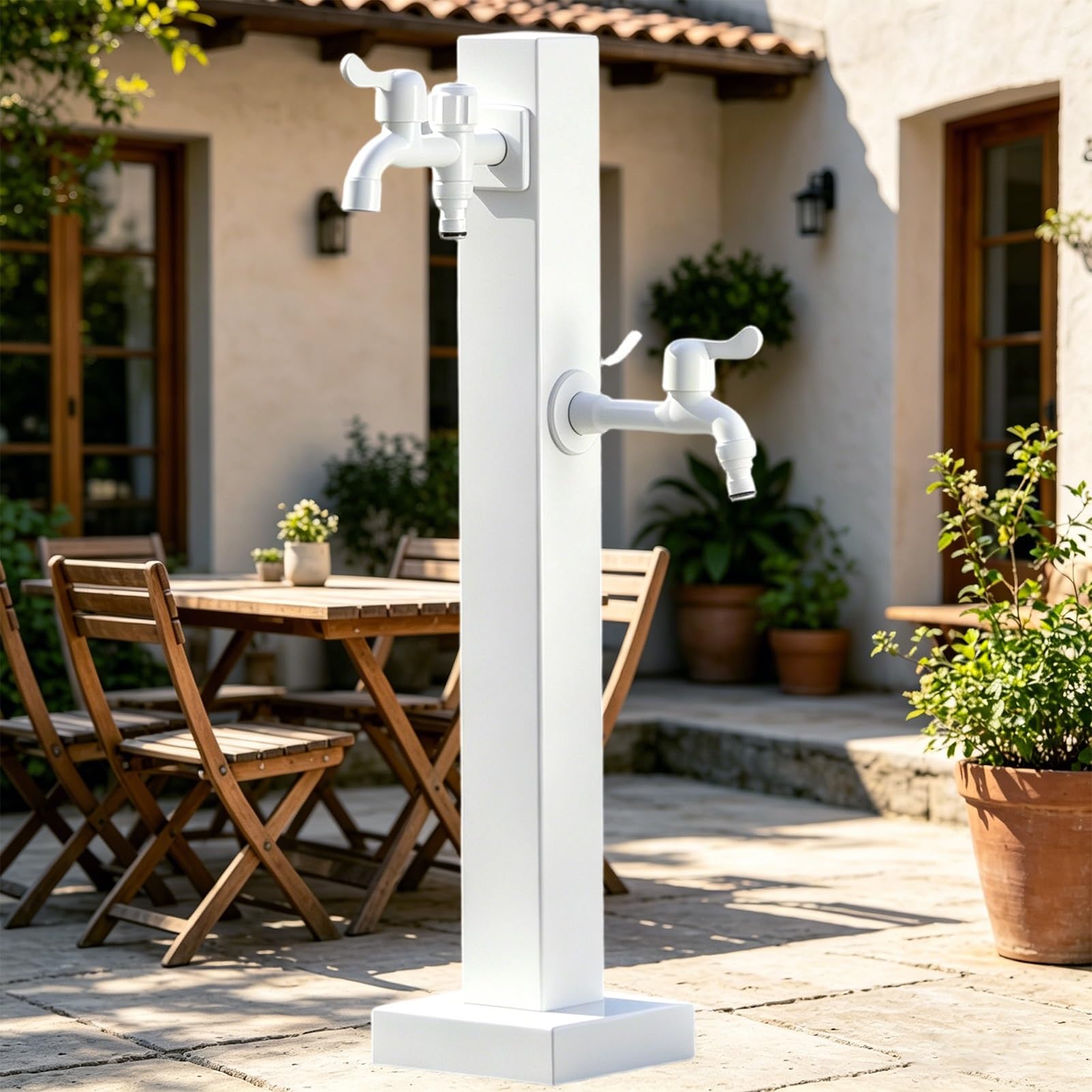 Liyadolaam One Color Square Outdoor Garden Water Column, Freestanding Yard Hydrant White Antifreeze Garden Tap Standing Outdoor Spigot For Backyard Lawn Irrigation
