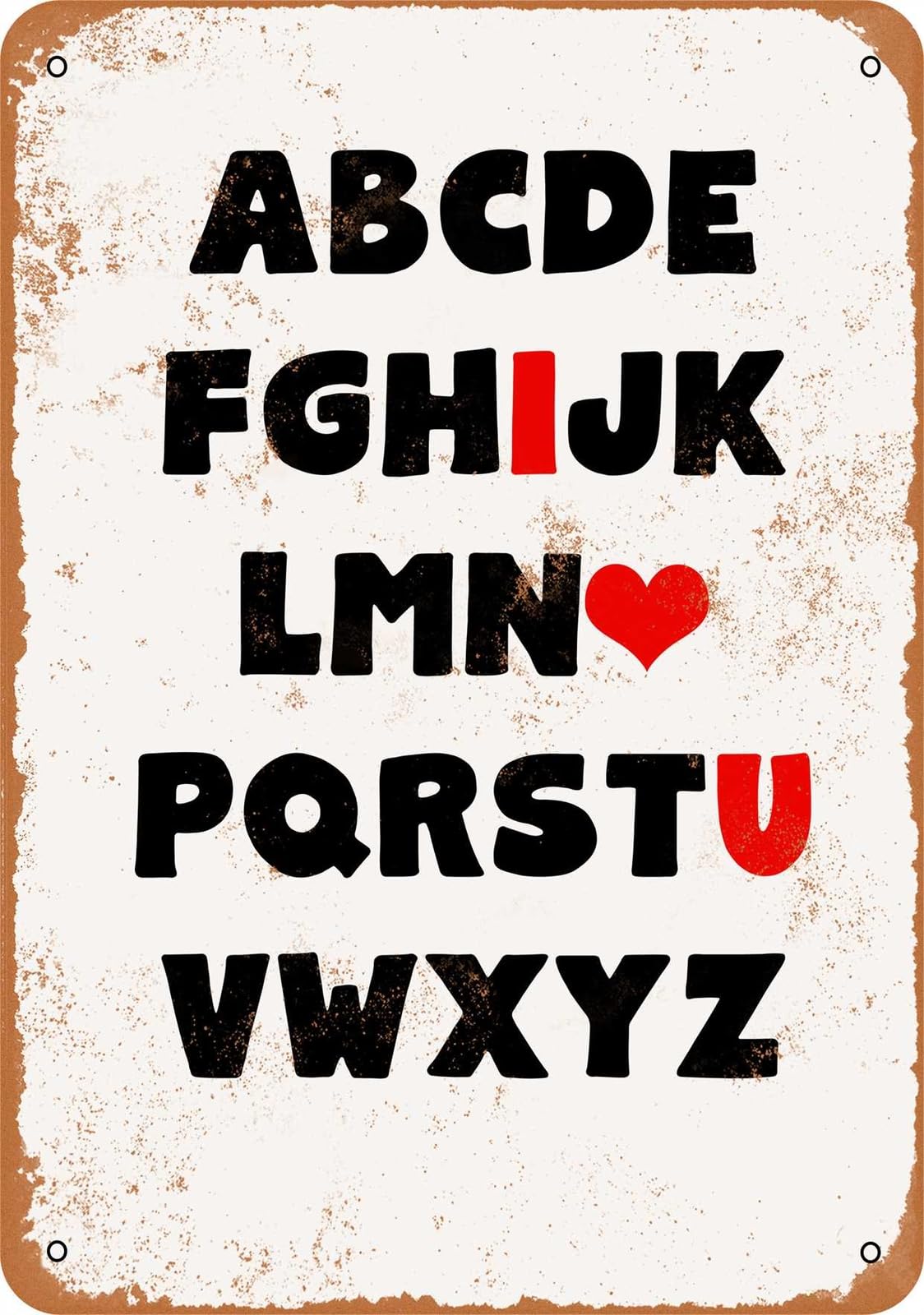 Metal Sign - ABC I Love You - Vintage Look home decor