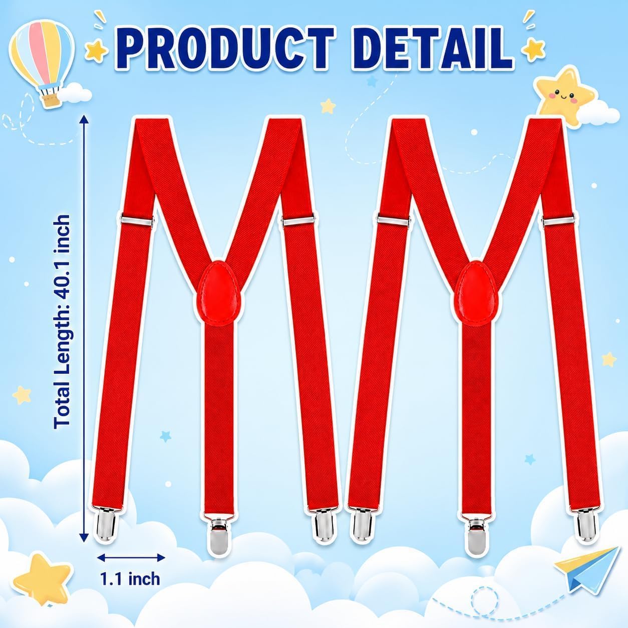 6 Pcs Halloween Costume Accessories for Adult Include Red Propeller Hats Y Back Style Suspenders and Adjustable Bowtie for Men Women Halloween Party