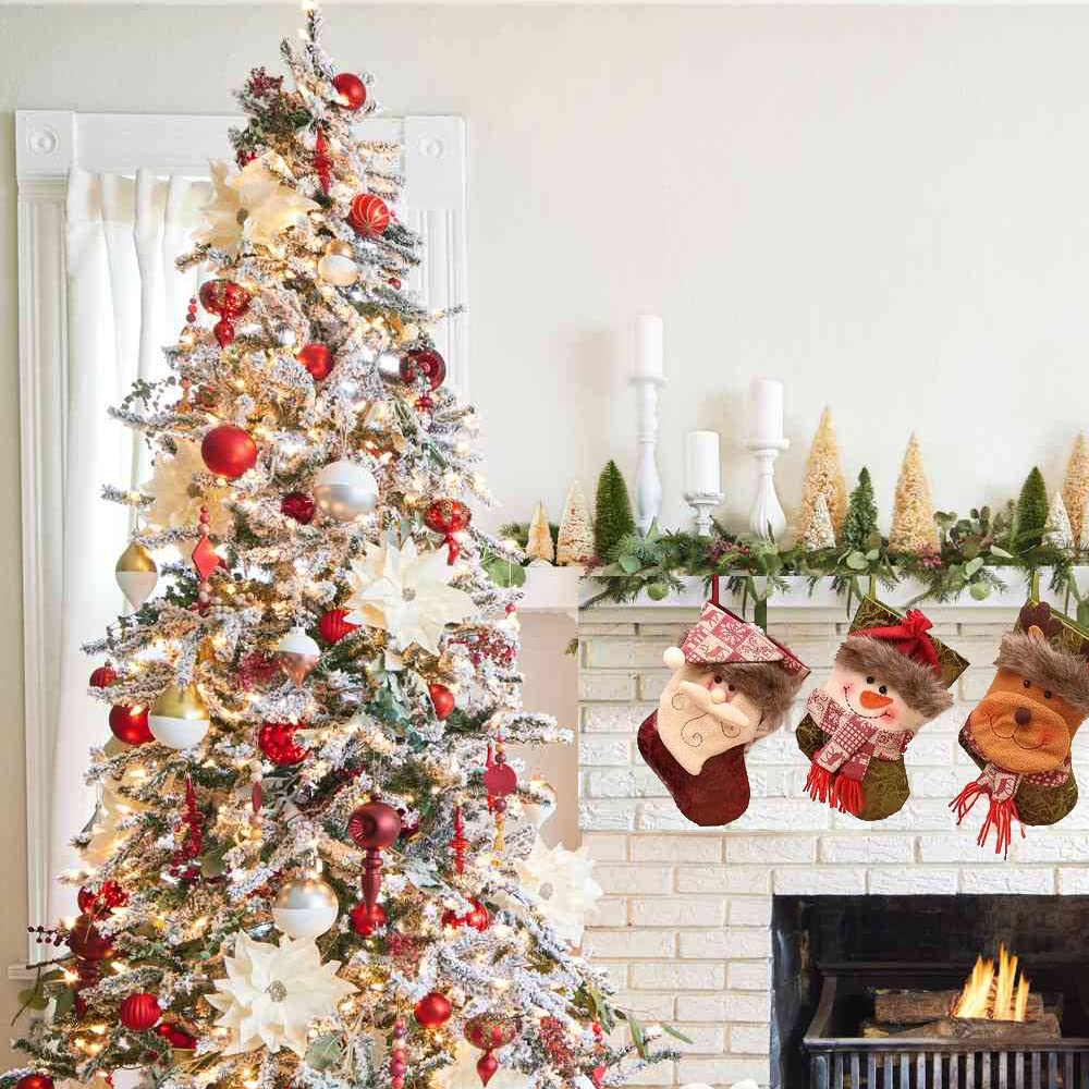 Calze Di Natale In Plush 3D CIRULLI - Set Da 3, Stivali Di Babbo Natale Grandi Per Regali, Decorazione Albero E Camino