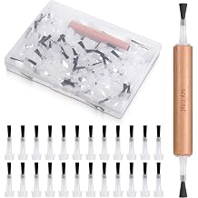 51Pcs Nail Polish Brush Replacement with Wood Handle, Disposable Dip Powder & Liquid Replacement Brush Mini Nail Art Paint Brushes Set Soft Bristles Nails Brushes Head for Nails Art