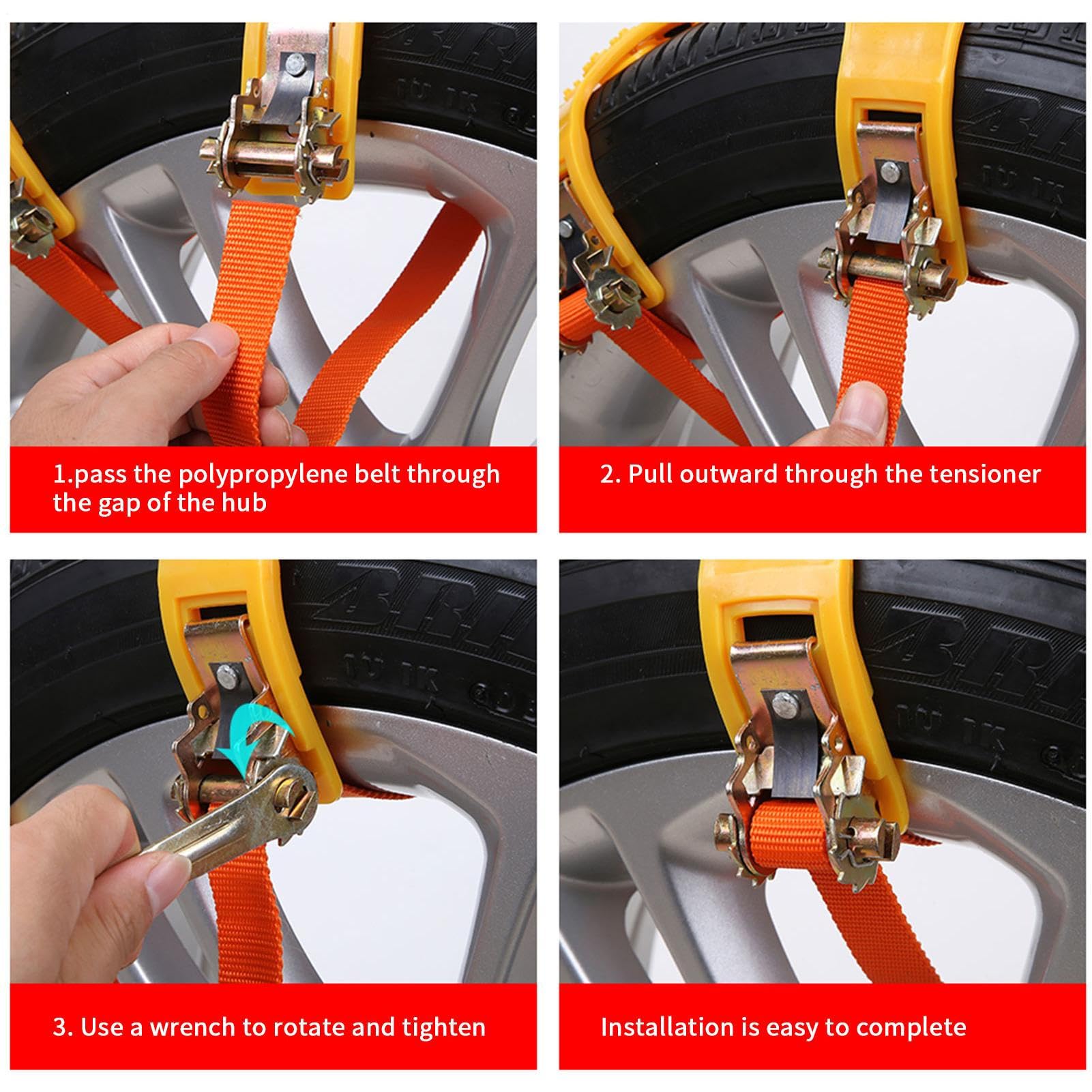 Cadenas De Nieve Para Coche Agarres De Tracción Resistentes Para Neumáticos | 6 Piezas Cadenas Antideslizantes Engrosadas para Neumáticos Conducción Invernal Agarre Tracción Coche