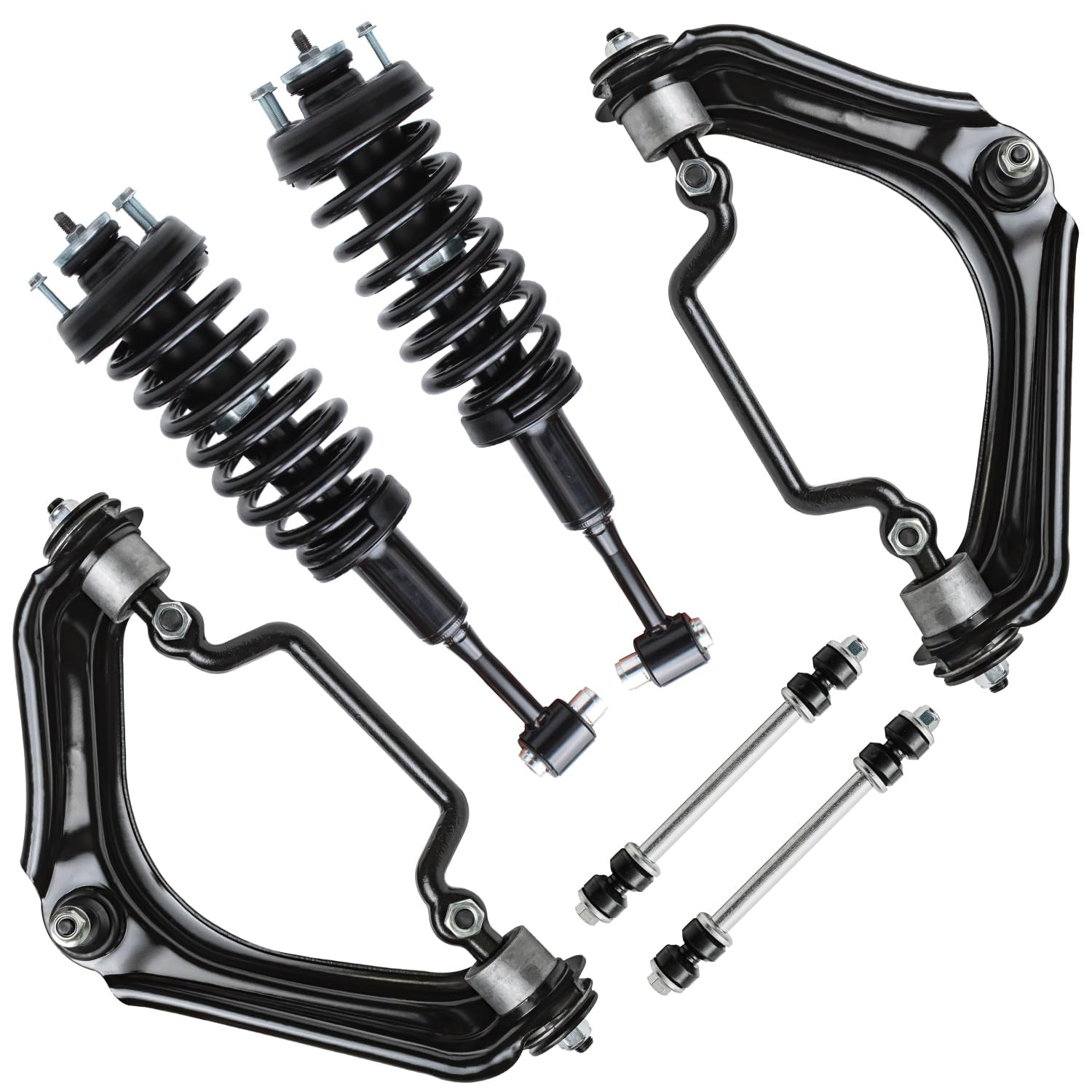 Detroit Axle - Front Upper Control Arms + Struts w/Coil Spring Sway Bars
