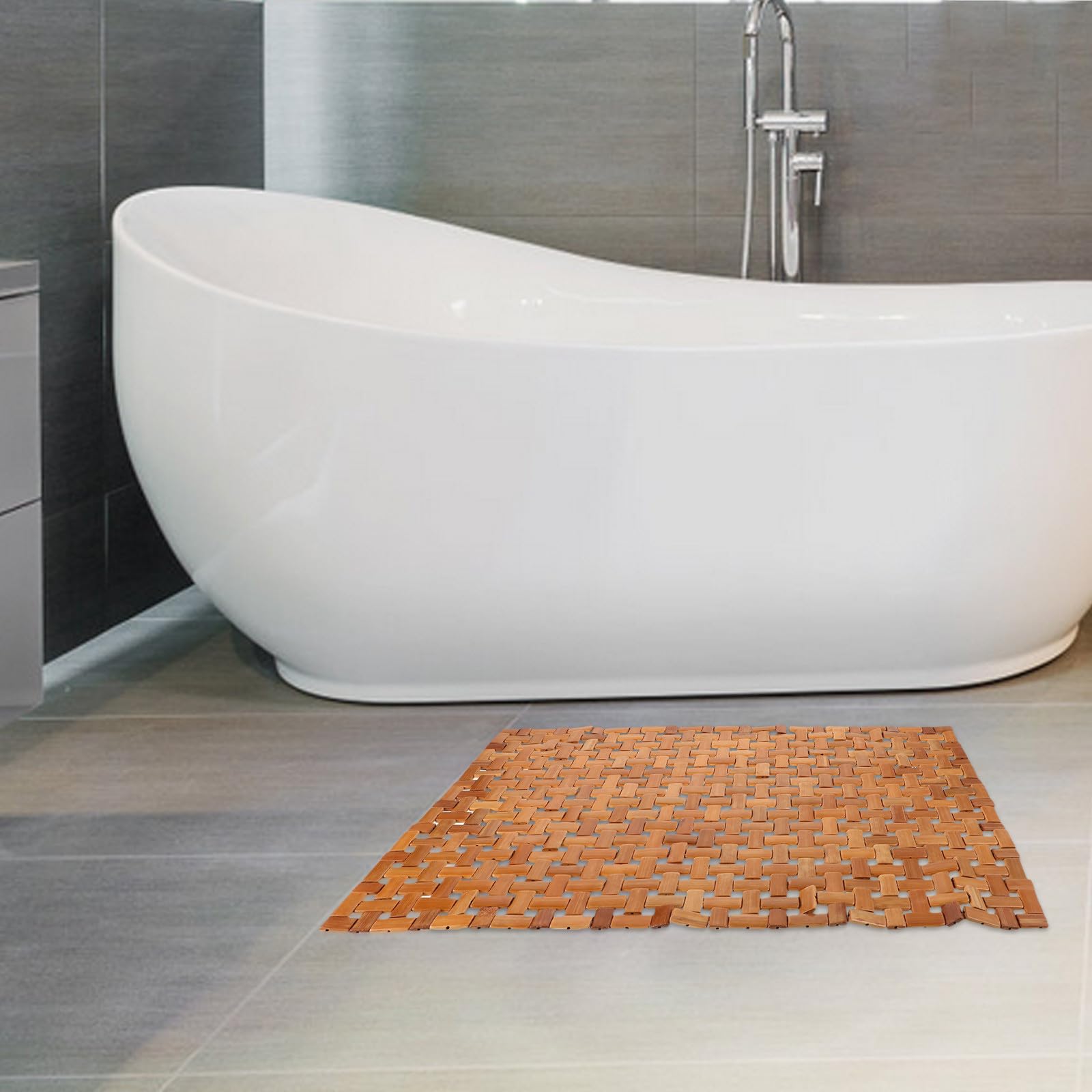 PRETYZOOM Alfombrilla de Bañera de Bambú Plegable Antideslizante para SPA