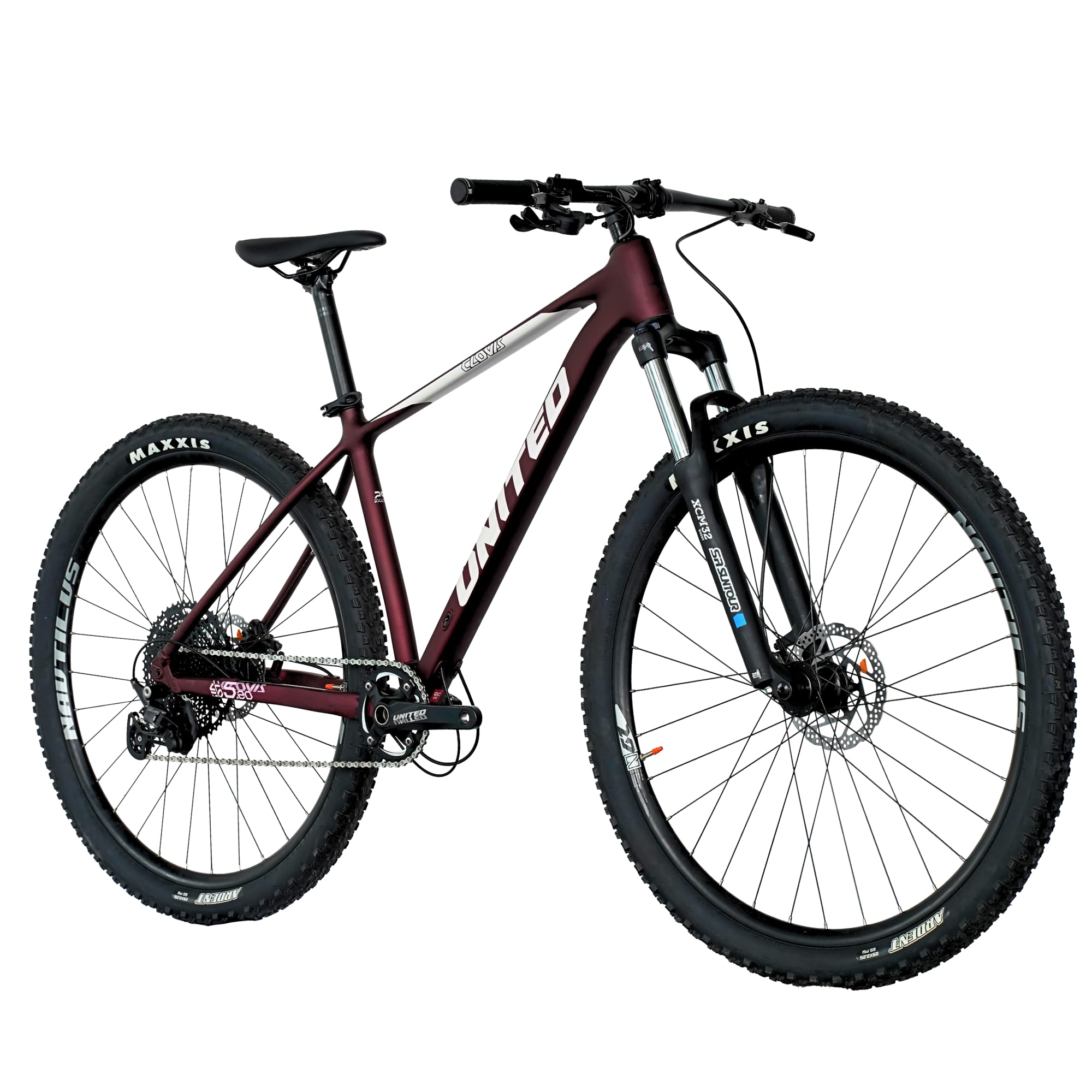 Adult United Clovis 5.2 29T | 1x11 Shimano Deore Gearset | SR Suntour XCM Front Suspension | Mountain Bike Shimano MT201 Hydraulic Brakes (Red White)