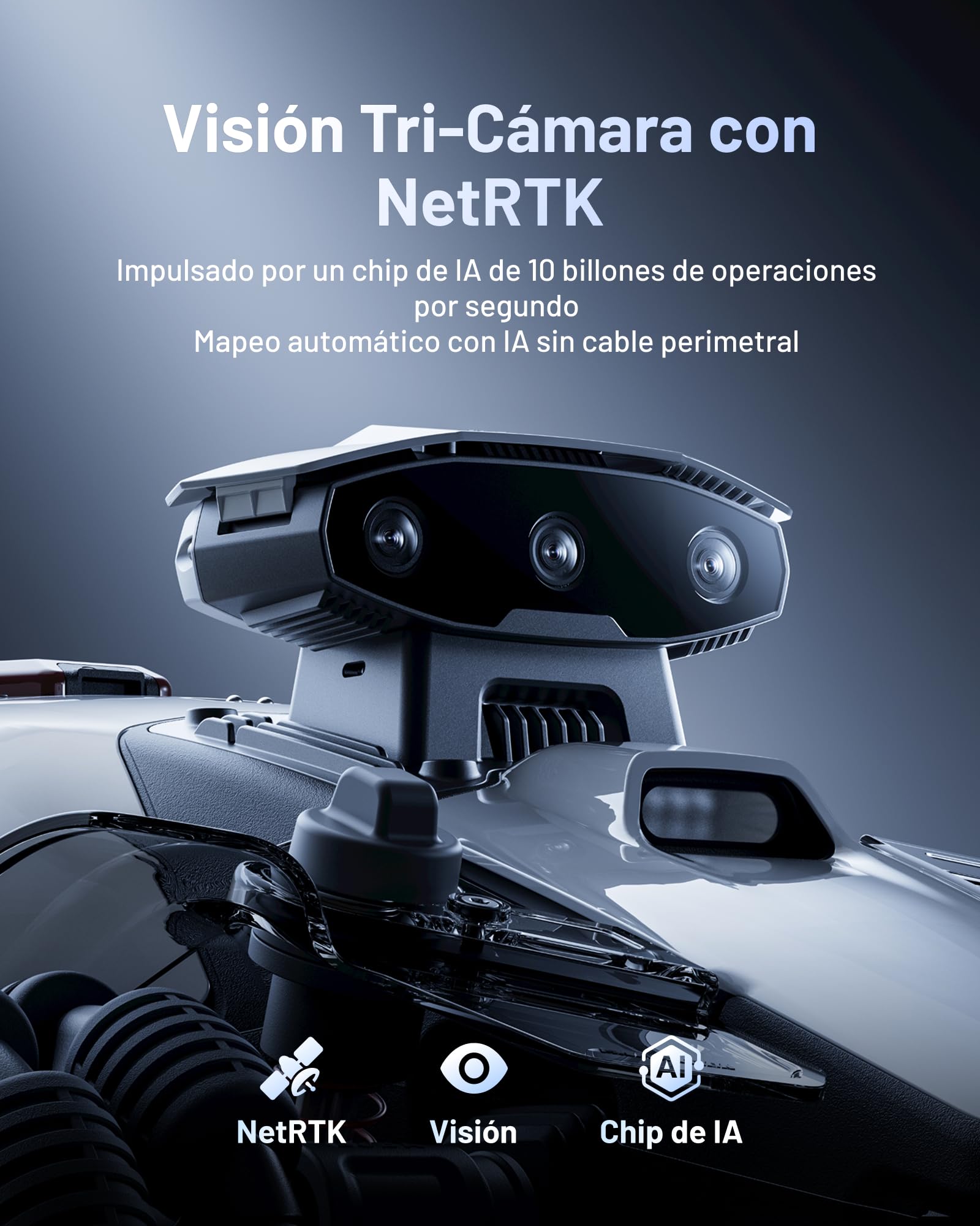 MAMMOTION LUBA Mini 2 AWD 1000 Robot Cortacésped con Garaje Mini | Visión AI Tri-Camera y Posicionamiento NetRTK, Mapeo Automático, DropMow, Pendiente 80%, sin Cable Perimetral