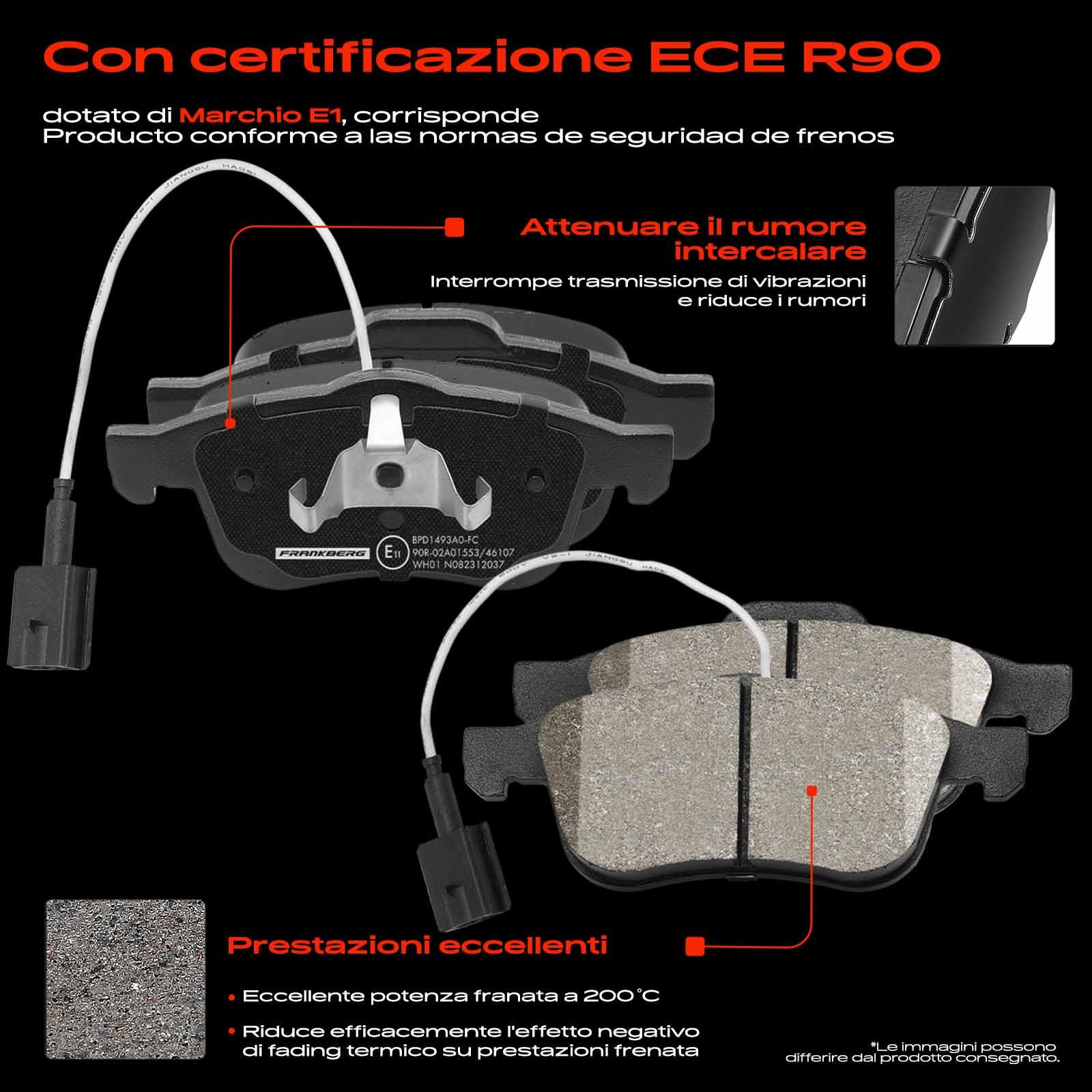 Frankberg Set freni incl. 2x Dischi Freno + 4x Pastiglie dei Freni Anteriore Compatibile con 159 Sportwagon 939 Spidel 939 Brera 939 159 939 Replace# 71772534
