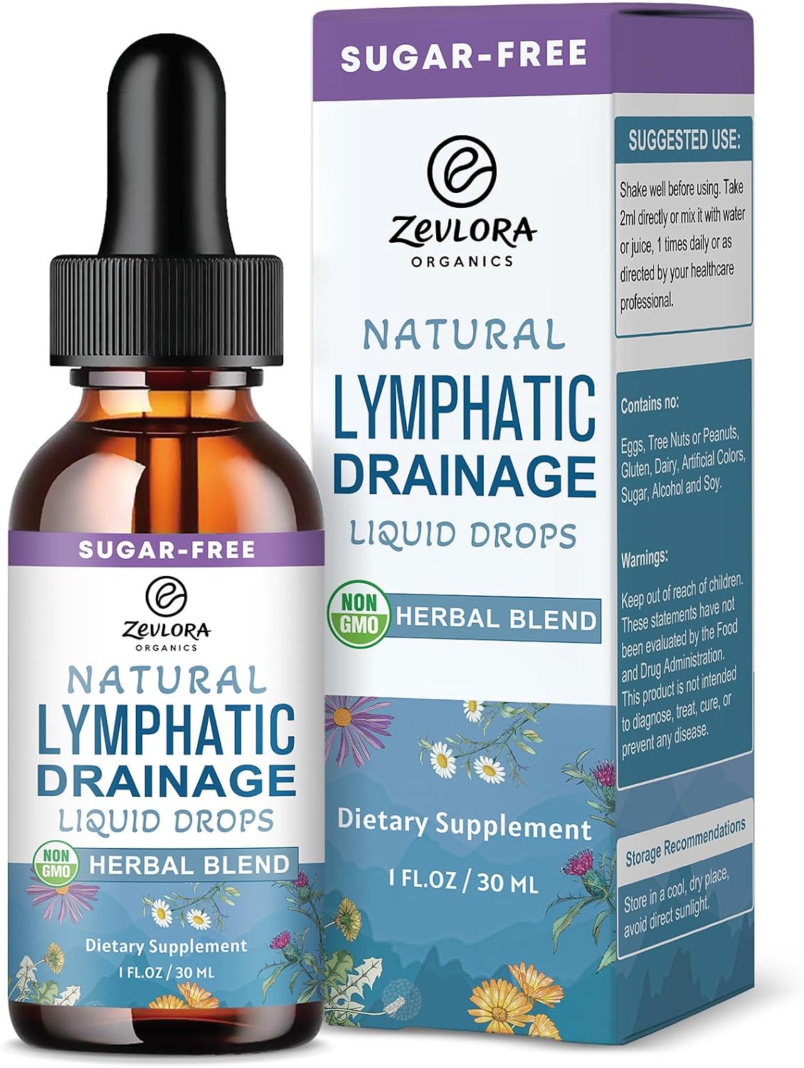 Lymphatic Drainage Support Drops – Advanced 11-in-1 Herbal Extract Formula with Echinacea, Dandelion, Elderberry & Milk Thistle – Multi-Herb Liquid for Fluid Balance & Healthy Circulation – 1 Fl Oz