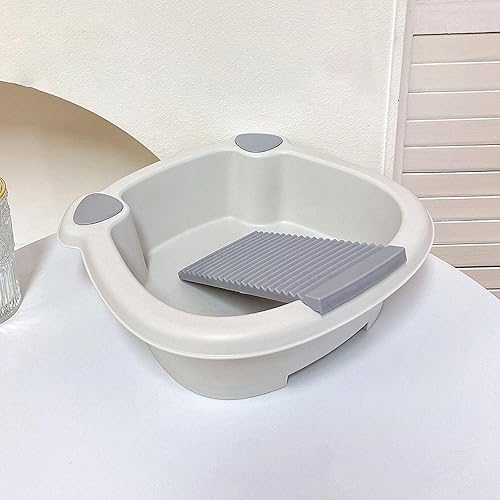 Miniatura 4 de Lavabo de lavandería con tabla de lavar, cubo de ropa para lavar a mano, lavabo para lavandería, bañera japonesa para camiseta, ropa interior, gris