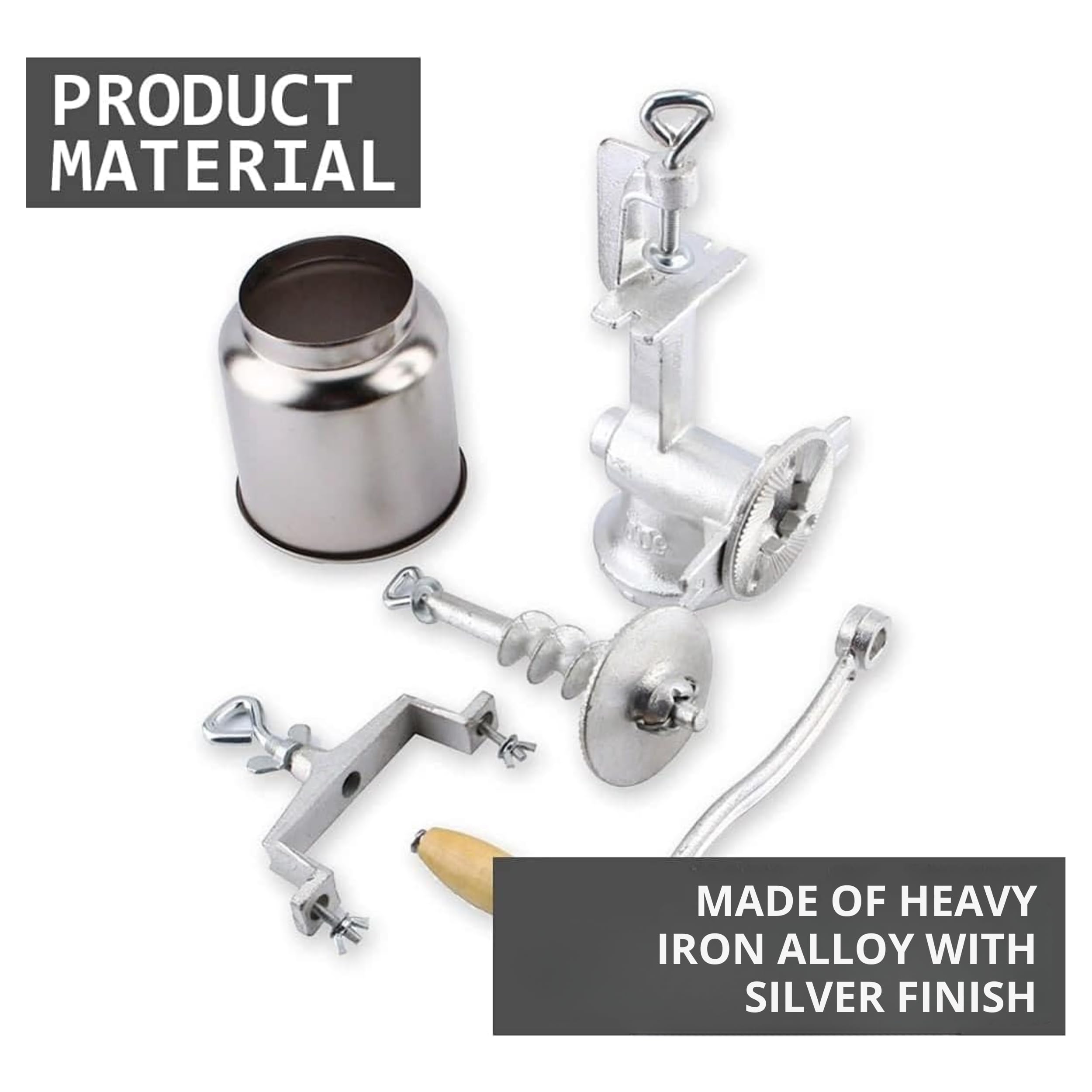 Hand Operated Corn Grain Mill Grinder Useful Kitchen Tool Corn Grinder with High Hopper Adjustable for Corn Coffee Food Wheat Oats Herbs Seeds Grinder Great for Restaurants Commercial Kitchen product thumbnail 3