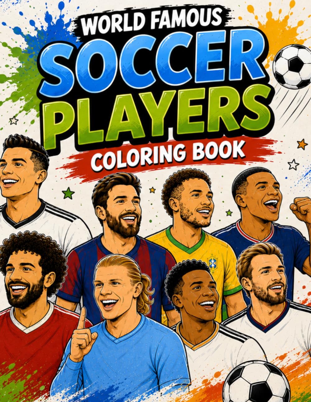 WORLD FAMOUS SOCCER PLAYERS COLORING BOOK: Fun and Easy Coloring Pages Inspired by the World's Greatest Soccer Legends
