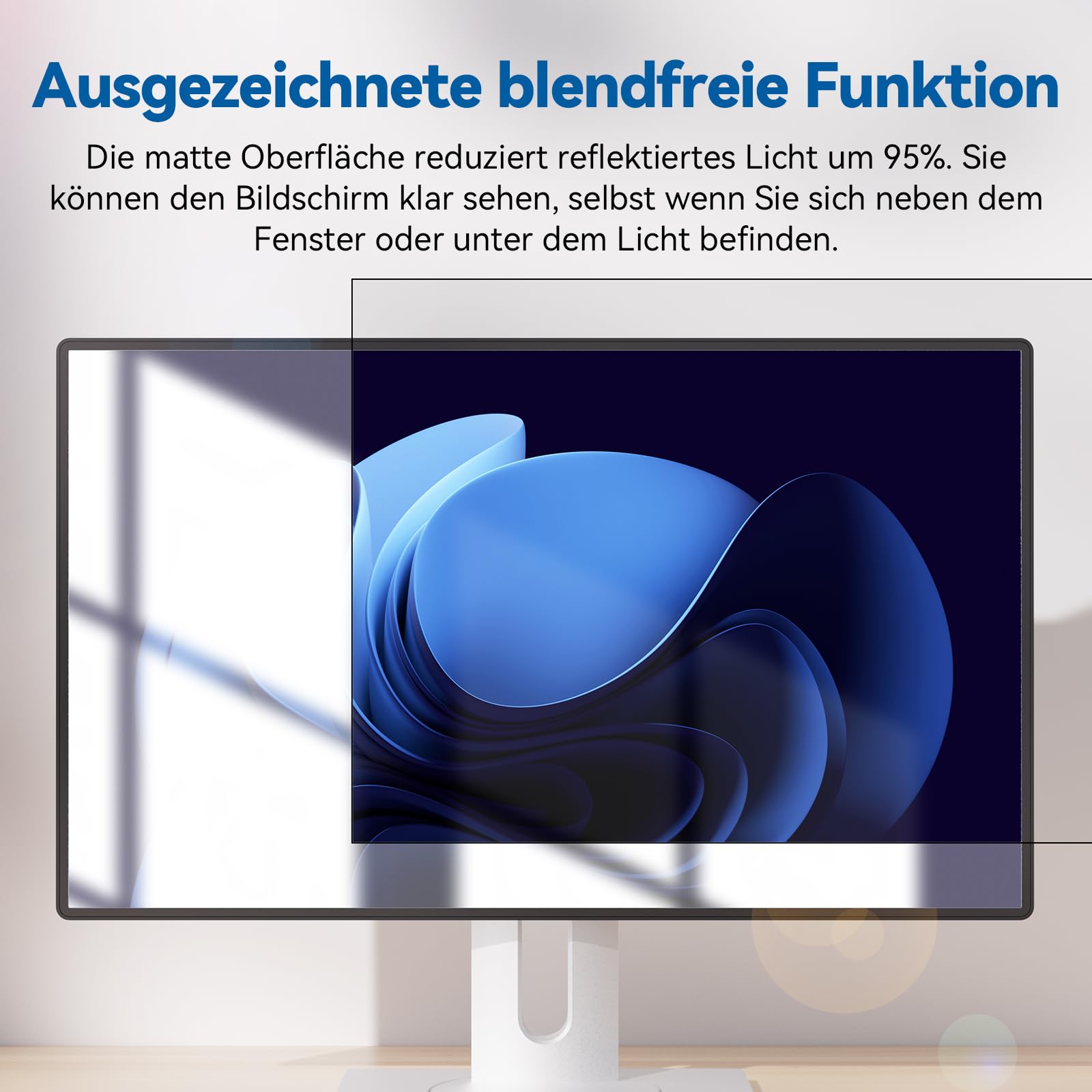 Displayschutzfolie für 24 Zoll (61cm) PC Display - Monitor Blickschutzfolie - Bildschirmsichtschutz - Blau Licht Filter - 16:10 Breitbild - Matt/Hochglanz - /-30 Grad