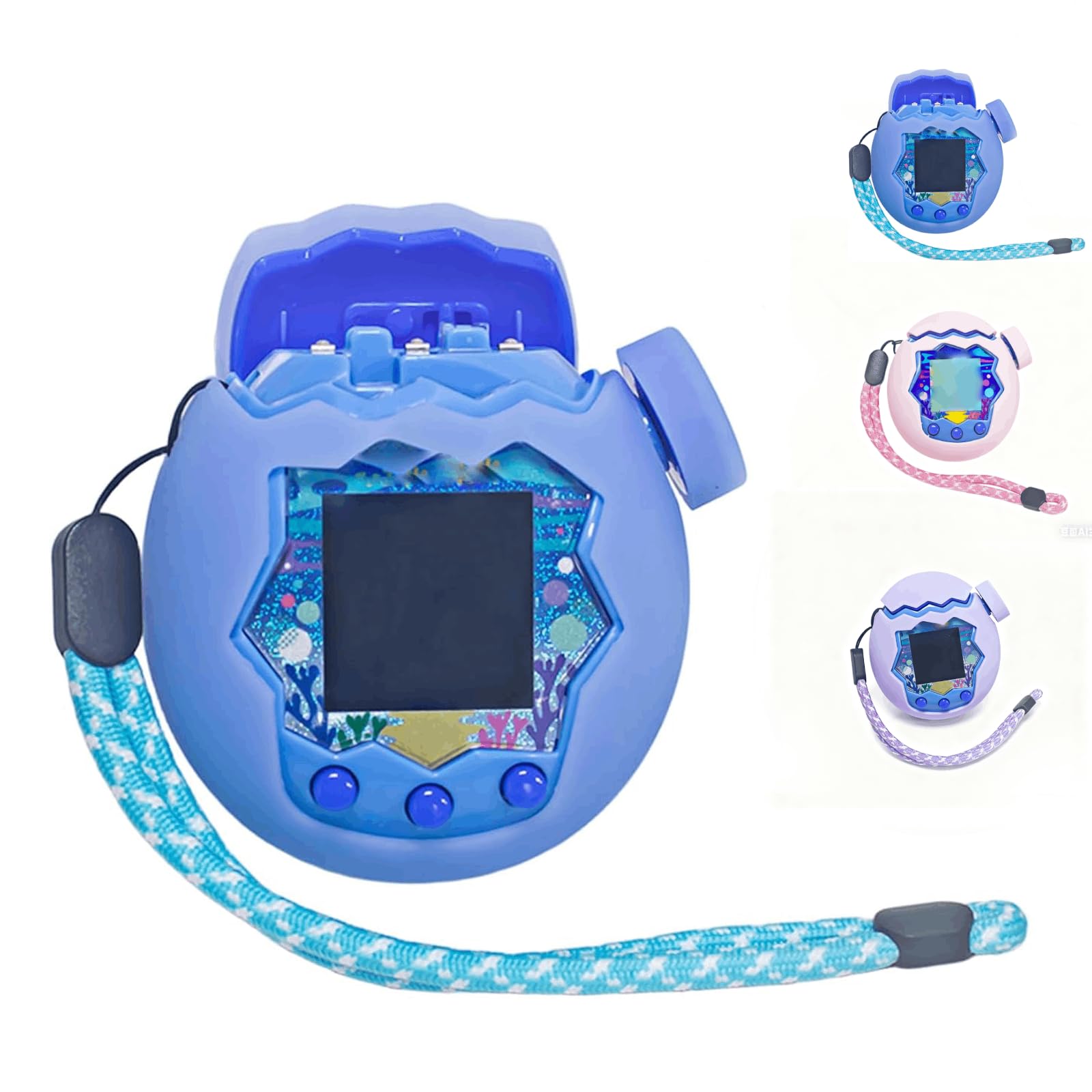 for Tamagotchi Paradise Case, Silicone Shell Cover with Lanyard & Keycap, Shockproof Full Protection for Tamagotchi Paradise Electronic Pet (blue 1pcs)