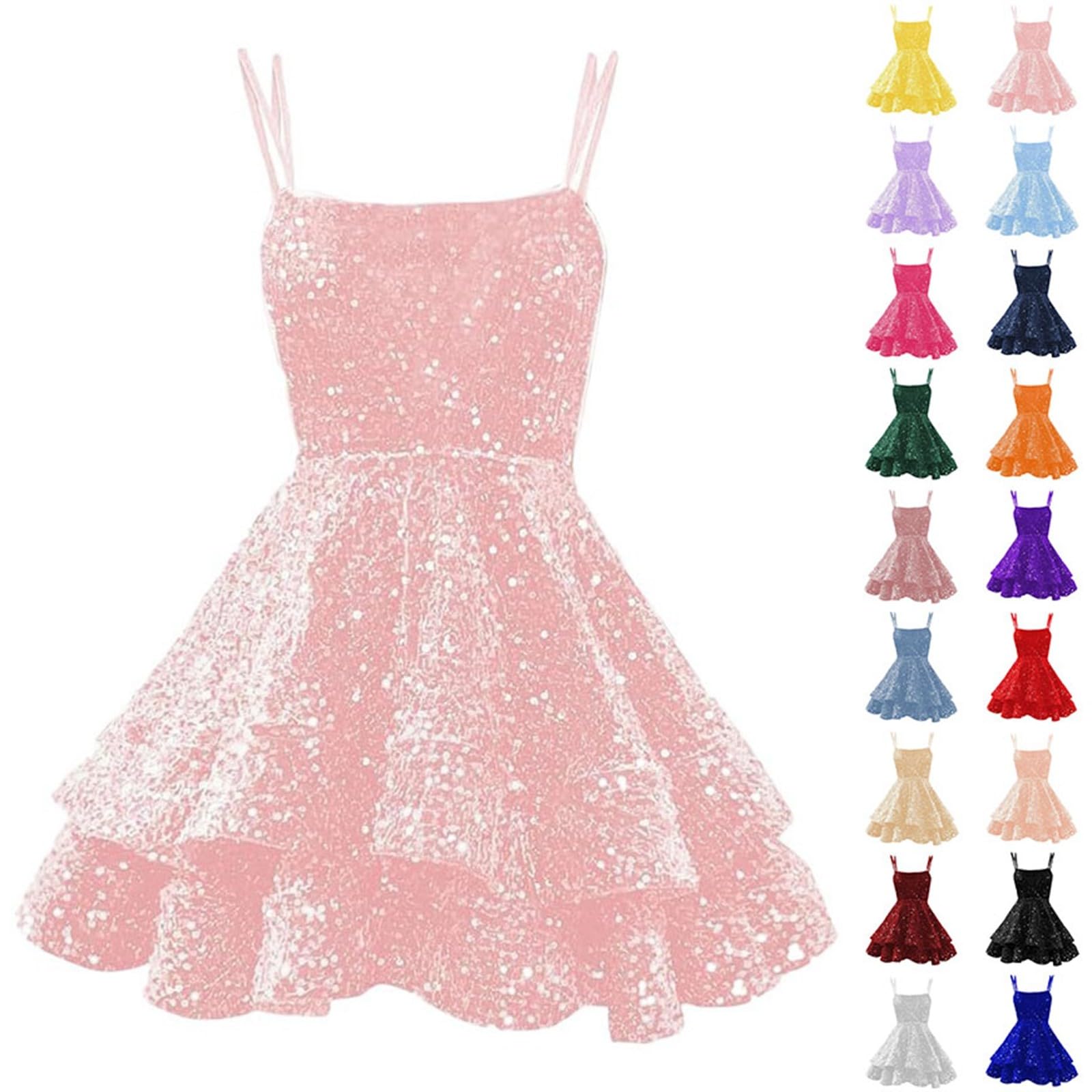 Generisch Vestido de cóctel para mujer, vestido de lentejuelas, corto, vestido de noche, elegante, manga larga, vestido de maternidad, tirantes delgados, minivestido colgante, vestido de fiesta