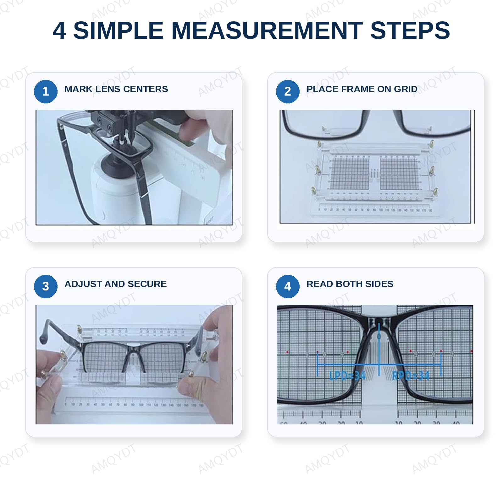 Medidor De Paralelismo De Monturas De Gafas, Instrumento De Medición De Monturas con Cuatro ángulos Ajustables para Monturas Sin Aro Y Semi-al Aire