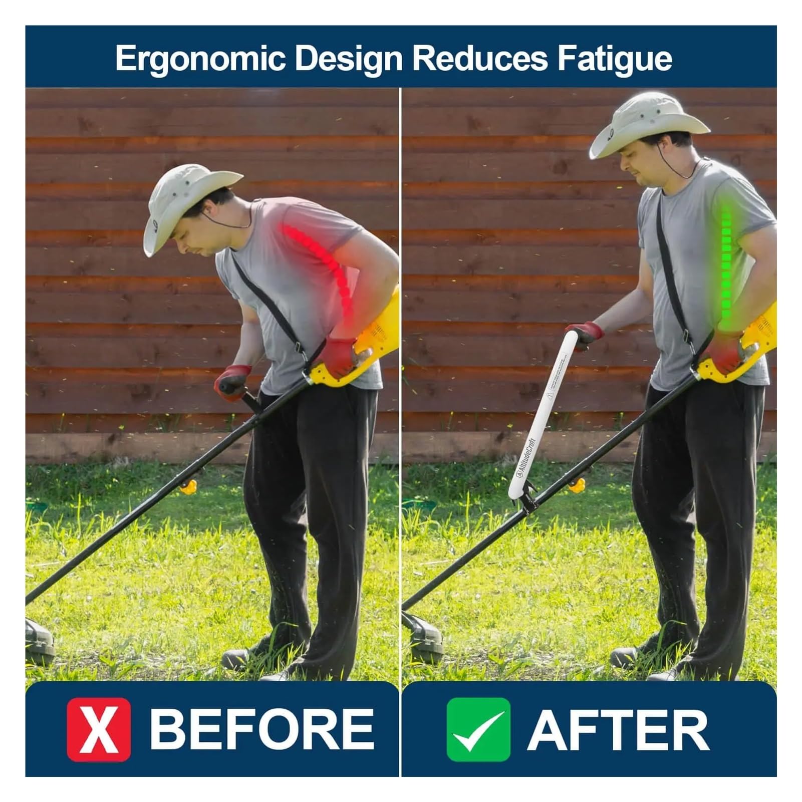 Accessori Per Tosaerba Manico del decespugliatore migliorato, estensione del filo, impugnatura ergonomica salva-schiena Attrezzo