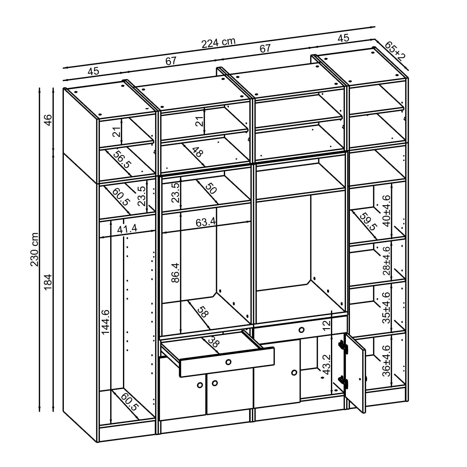ROOMART Armoire murale pour buanderie et buanderie - 224 cm - Armoire haute avec planche coulissante - Meuble de conversion de machine à laver et étagère de rangement (chêne, V1 : 224 x 230 x 67 cm (l