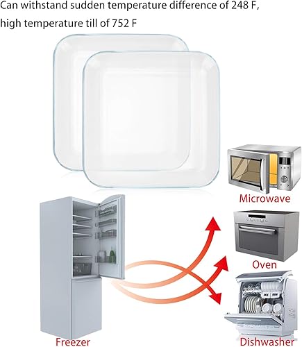 Vista 8 de FOYO Platos de tostado, platos cuadrados transparentes de vidrio templado para ensalada de postre de 7 pulgadas, juego de 3