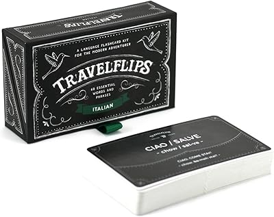 Italian Flash Cards - Learn Italian Language Vocabulary Words and Phrases - Basic Italian for Beginners - Gift for Travelers, Kids, and Adults - English to Italian Language Cards by Travelflips