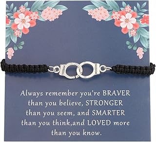 Policeman Gift Handcuff Jewelry Always Remember You are Braver Stronger Smarter Than You Think Bracelet Gift For Police Wife Girlfriend