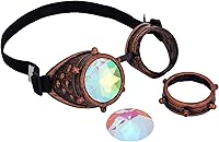Vista 11 de Gafas caleidoscopio para raves trippy psicodélico steampunk con lentes de cristal de difracción de prisma arcoíris