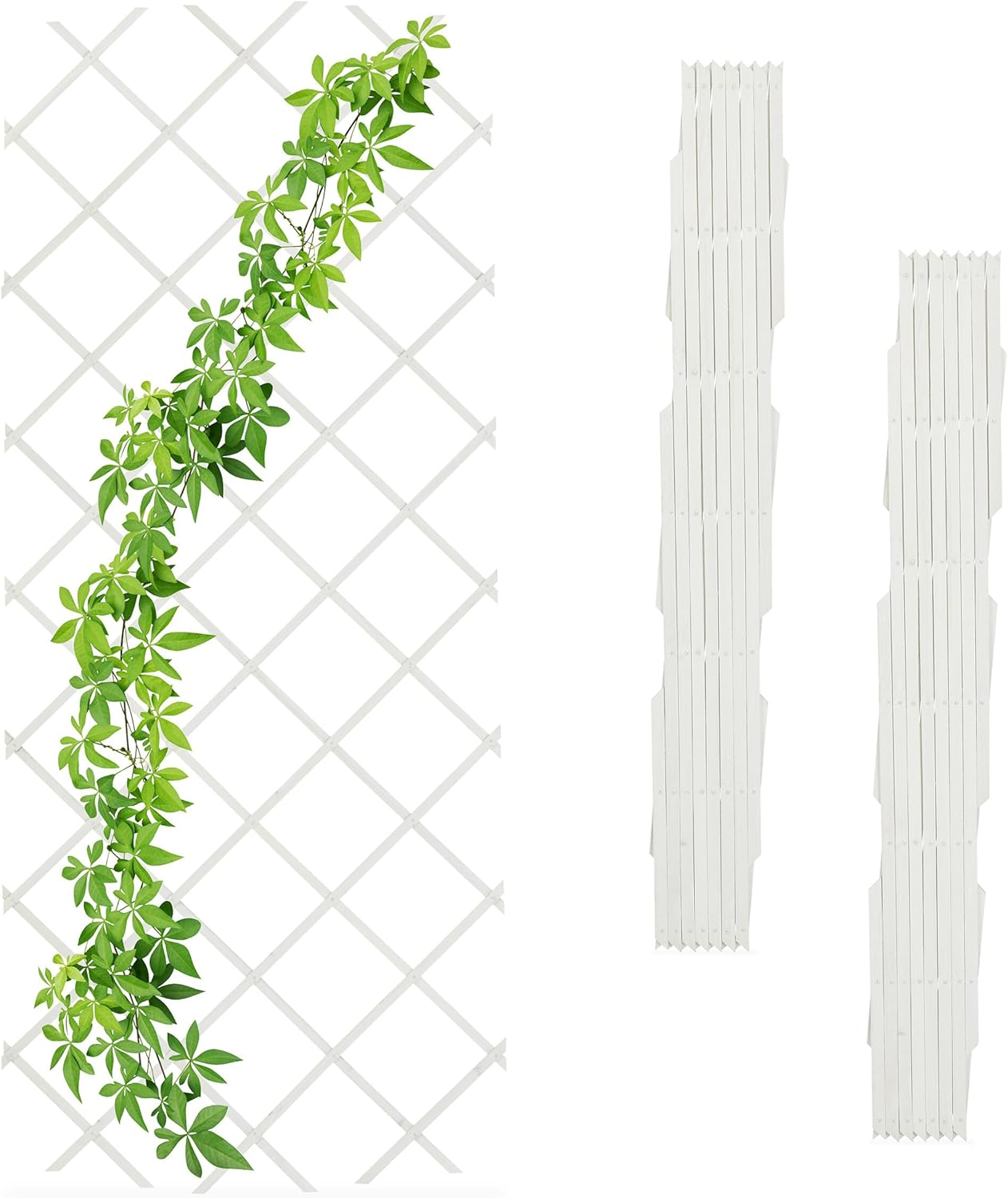 Relaxdays Extendable Trellis, Set of 3, 180 x 90 cm, Wood, Trellis Climbing Plants, Wooden Grid Wall, Trellis, White