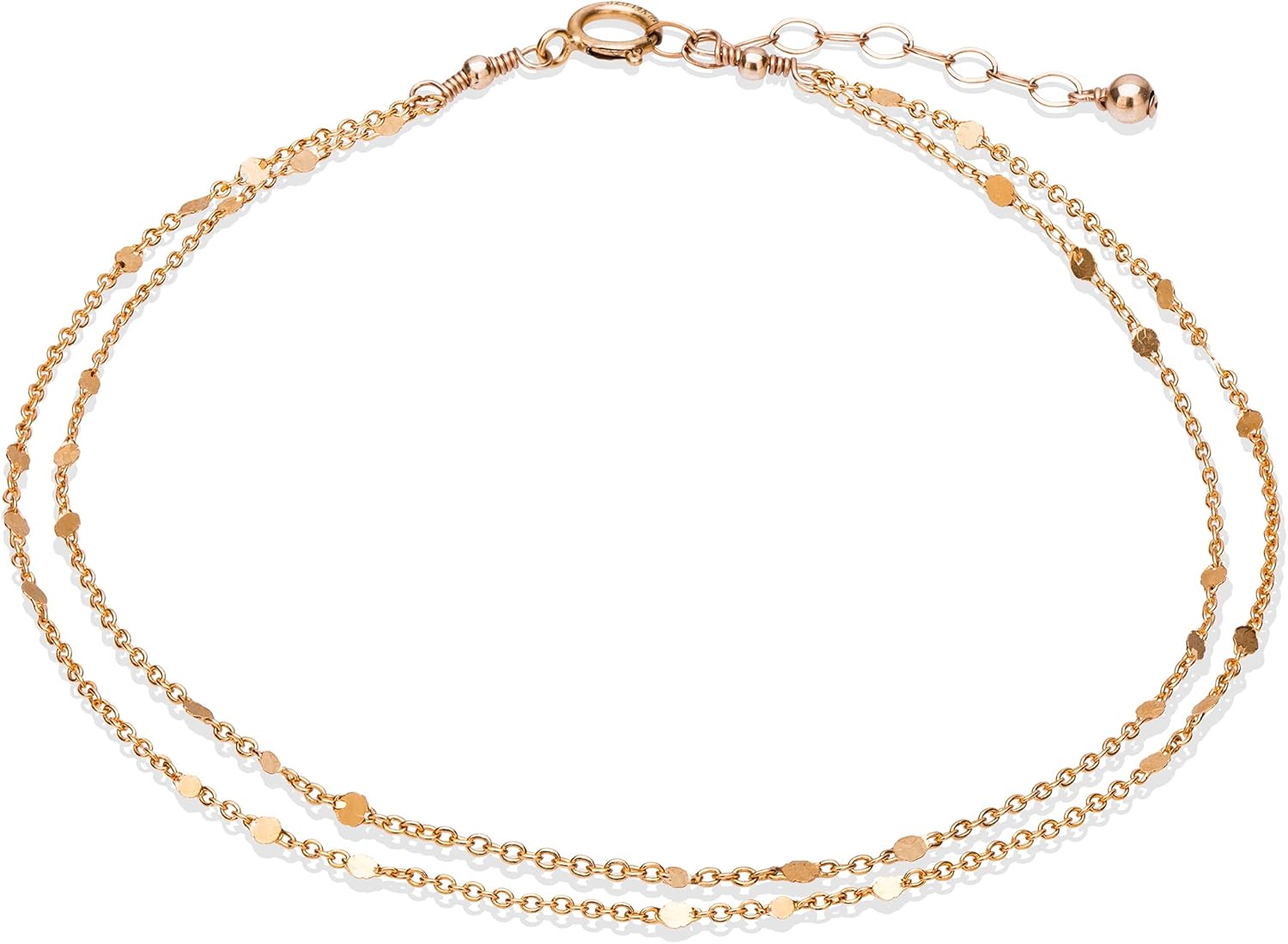 Annika Bella Gold Anklet, Double Strand Gold Chain Bracelets, Length 9-10 Inches, Anklets for Women Waterproof, Ankle Bracelet, Summer Jewelry