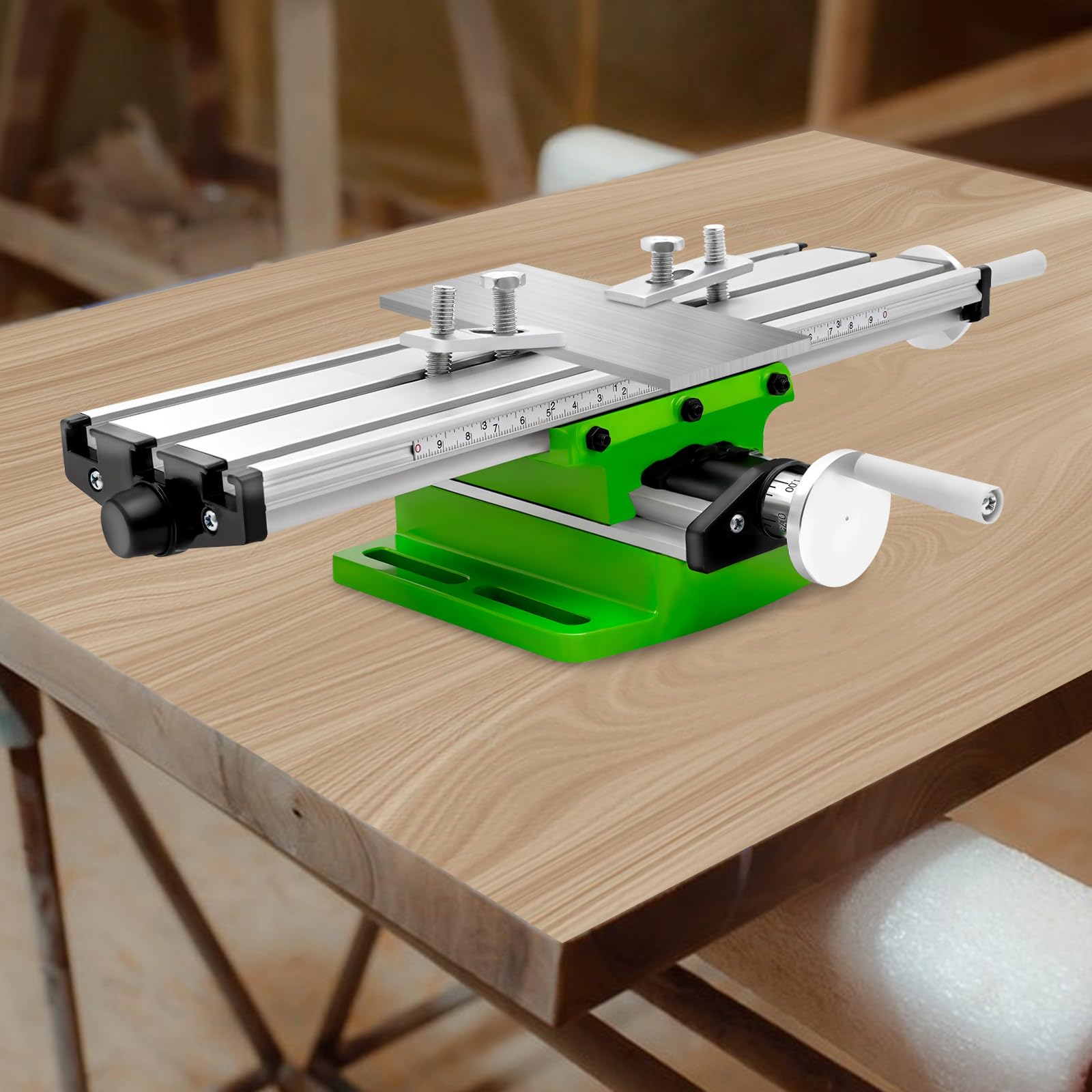 Mesa de fresado en cruz multifunción, mesa de trabajo fresadora X-Y, mesa deslizante ajustable de alta precisión con escala, fresadora de mesa de trabajo con mandíbulas fijas, 310 x 90 mm