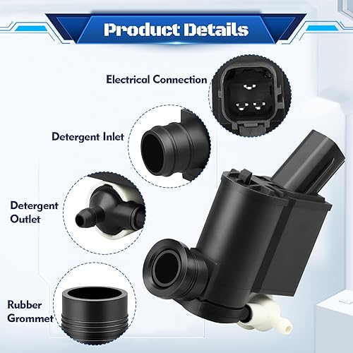 Miniatura 5 de HHCSOP 98510-2V100 Bomba del motor del limpiaparabrisas con ojal, reemplazo para Hyundai Accent Elentra Santa Fe Tiburon Tucson Entourage Veloster